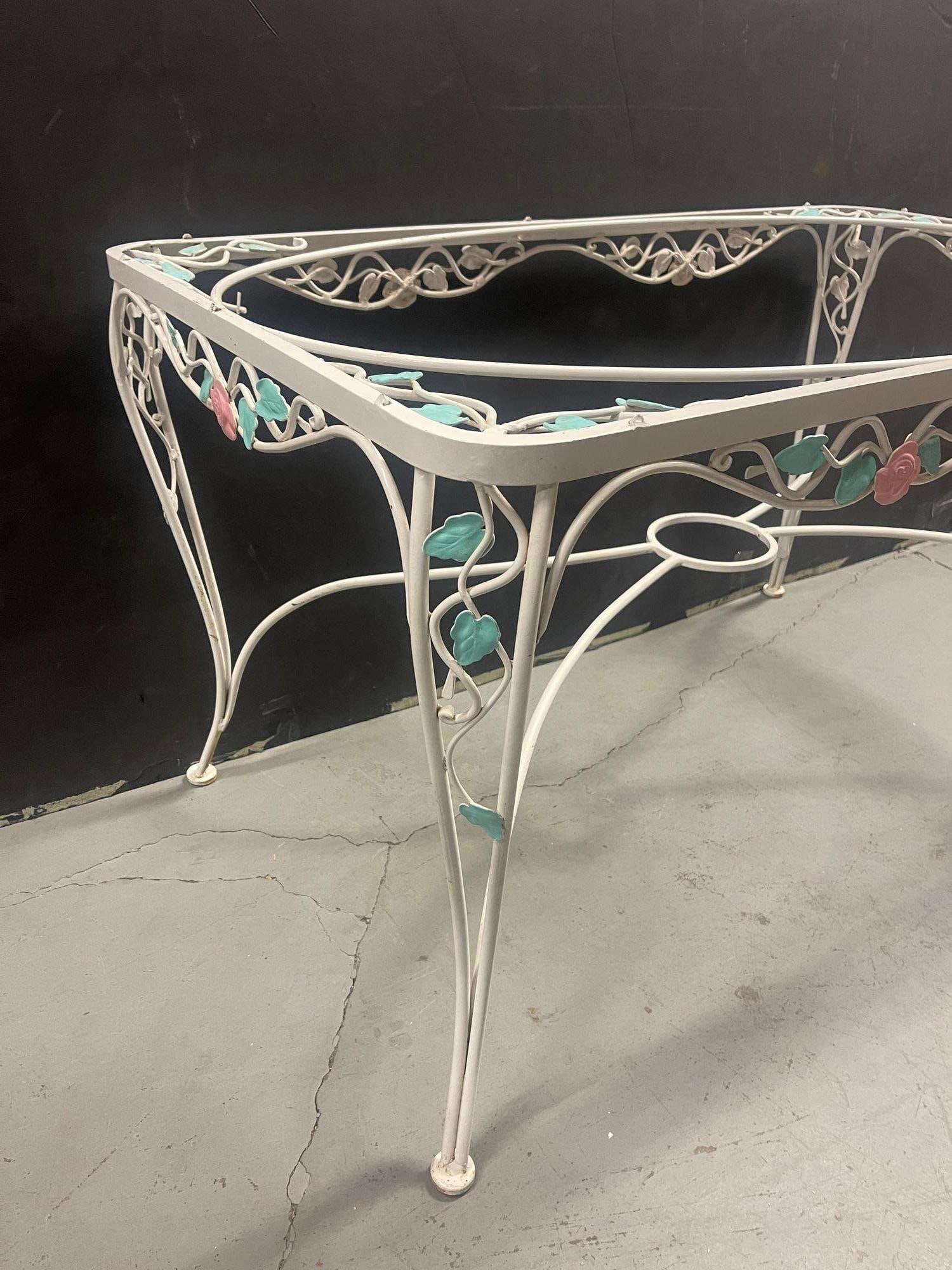 Pink Rose White Iron Garden Table and Chairs Set - 16