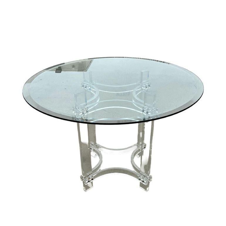 Mid-century Lucite & Glass Round Dining Table by Charles Hollis Jones - 2