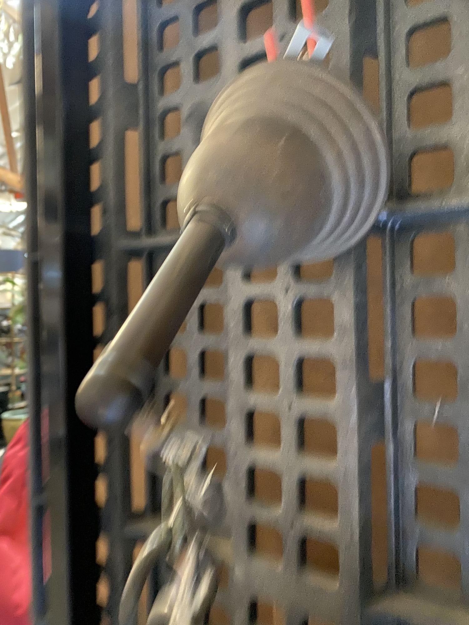 Arts and Crafts Bronze Sconce on Chain w/ Iridescent Art Glass Shade - 6