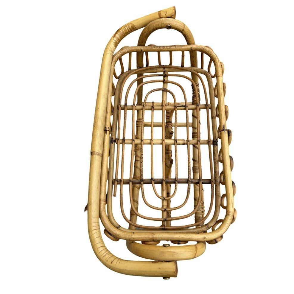 Albini Style Rattan Service Side Table & Bottle Holder w/ Handle - 6