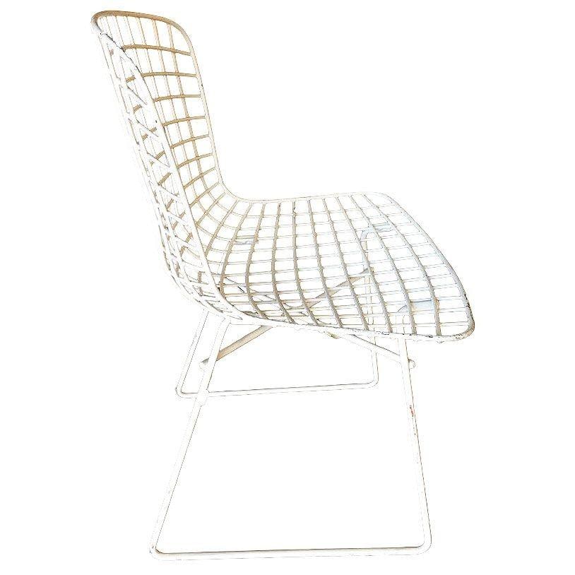 White Bertoia Steel Wire Side Chair with Sled Base by Knoll - 12