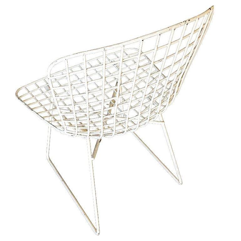 White Bertoia Steel Wire Side Chair with Sled Base by Knoll - 2