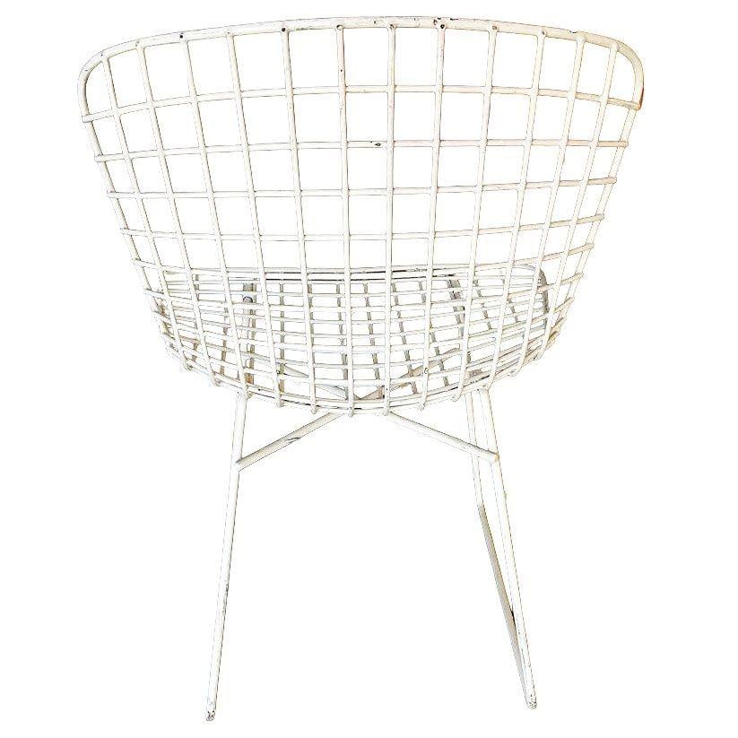 White Bertoia Steel Wire Side Chair with Sled Base by Knoll - 4