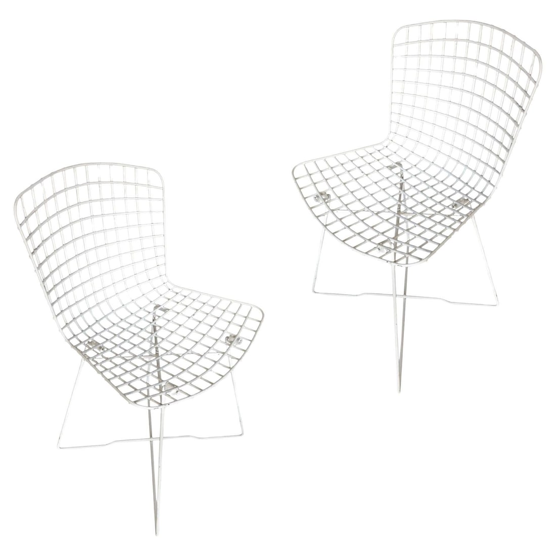 White Bertoia Steel Wire Side Chair with Sled Base by Knoll - 7