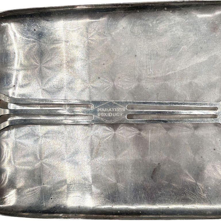 Sterling Silver Art Deco Cigarette Case w/ 18k Gold Inlay by Marathon - 13