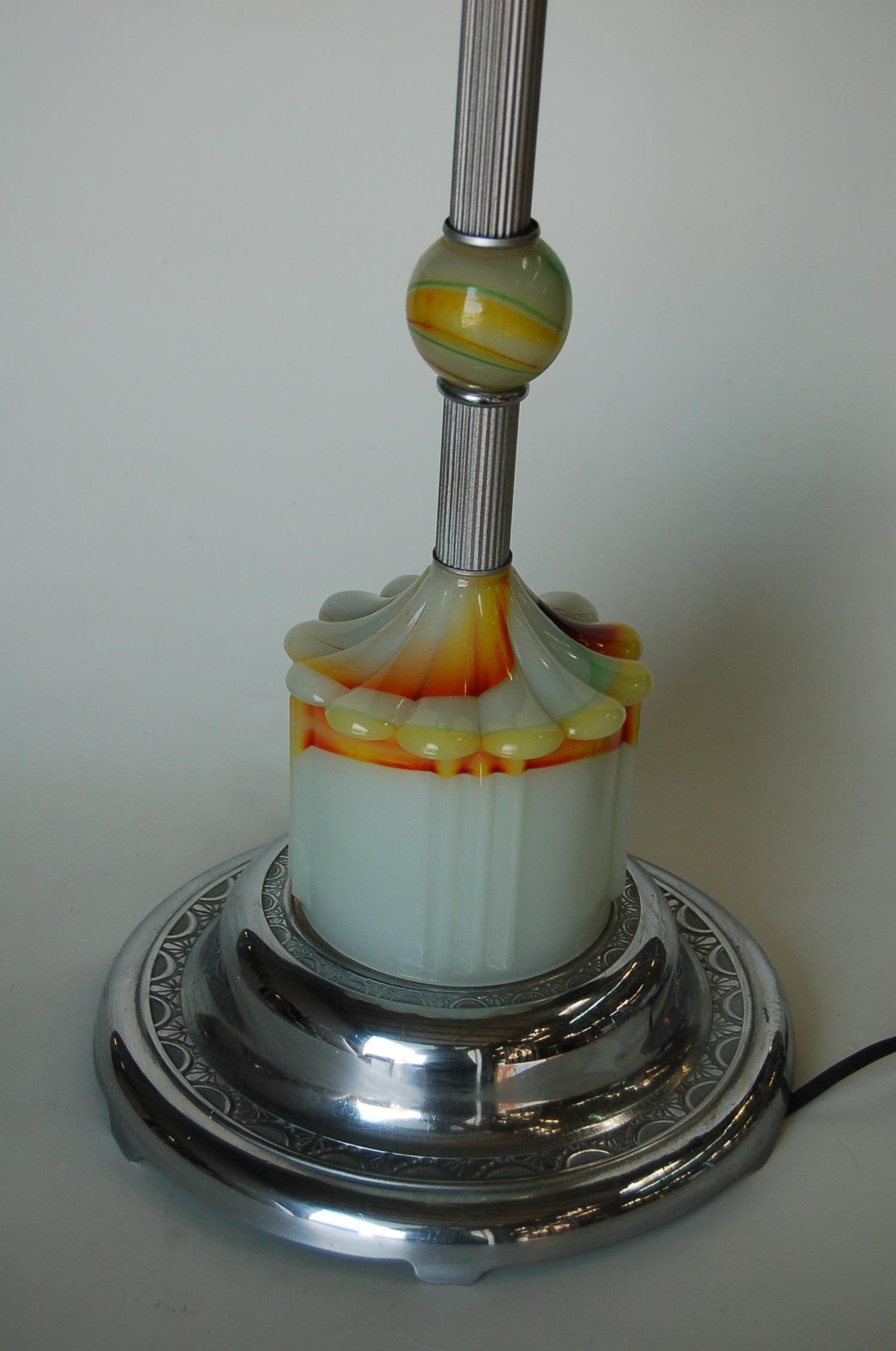 Art Deco Agate Glass and Chrome Lightup Illuminating Side Table - 10