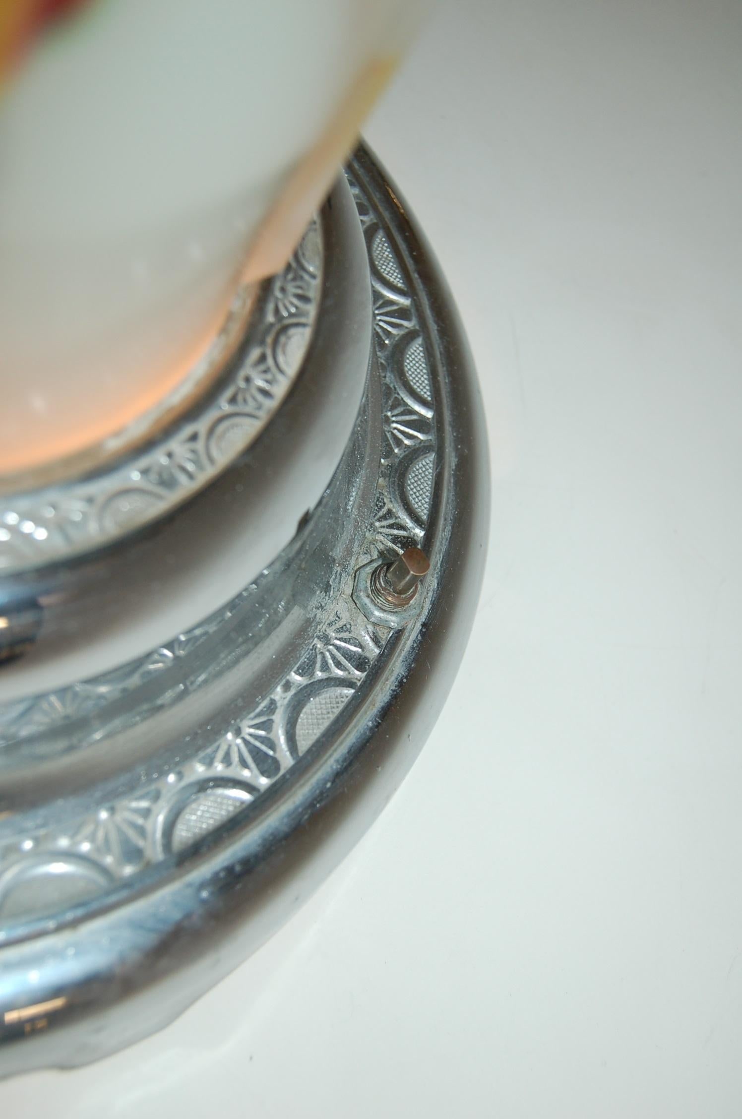 Art Deco Agate Glass and Chrome Lightup Illuminating Side Table - 2