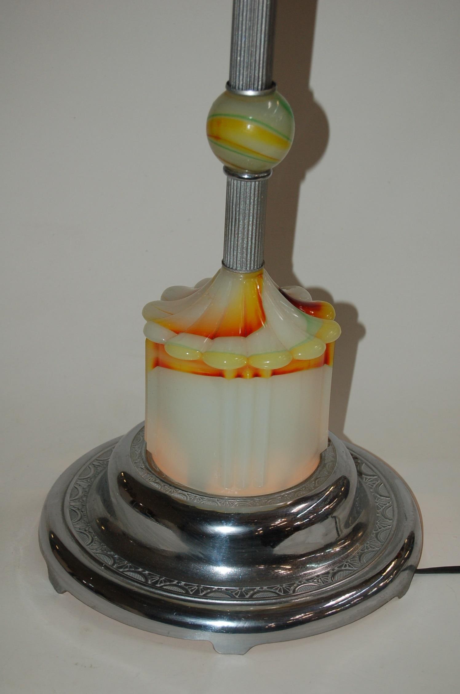 Art Deco Agate Glass and Chrome Lightup Illuminating Side Table - 5