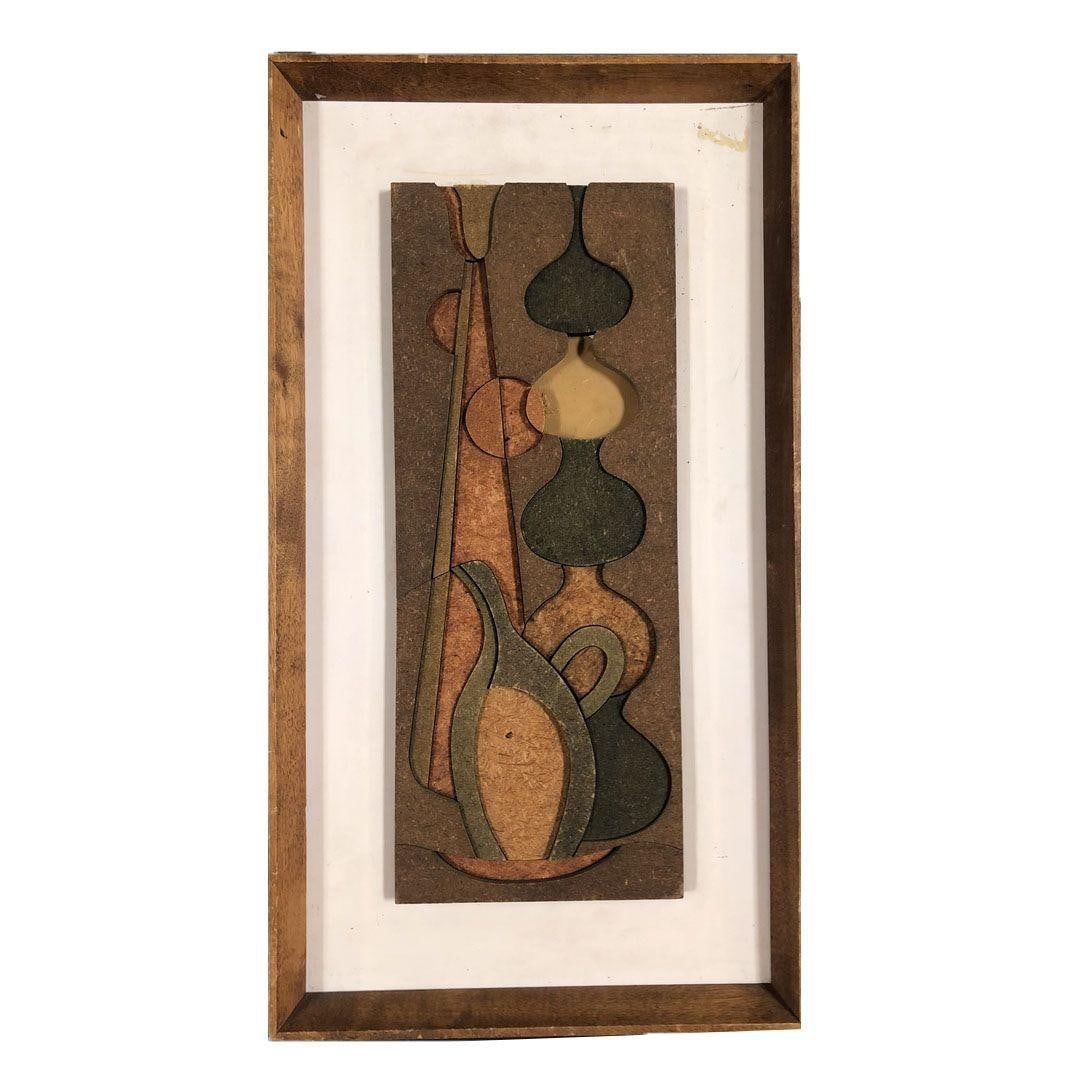 1950 Abstract Still Life 3D Fiberboard Art Wall Sculpture, Pair - 5