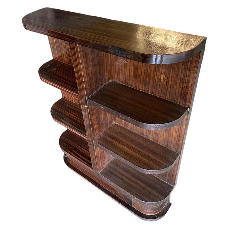 Rare Streamline Art Deco Tiger Ebony Wood Book Shelf - 3