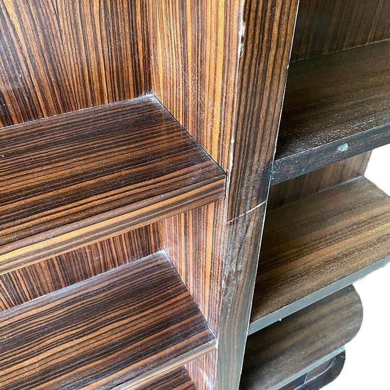 Rare Streamline Art Deco Tiger Ebony Wood Book Shelf - 5