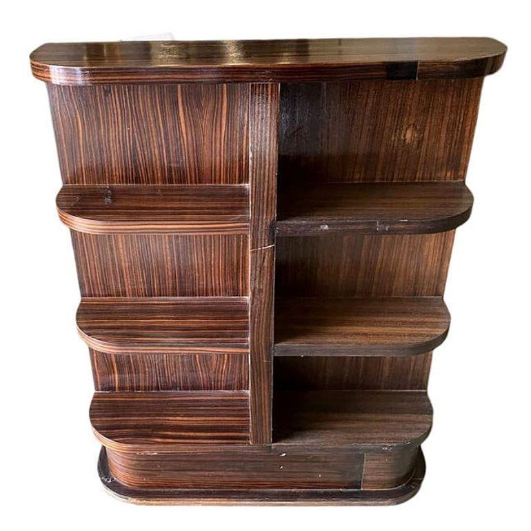 Rare Streamline Art Deco Tiger Ebony Wood Book Shelf - 6