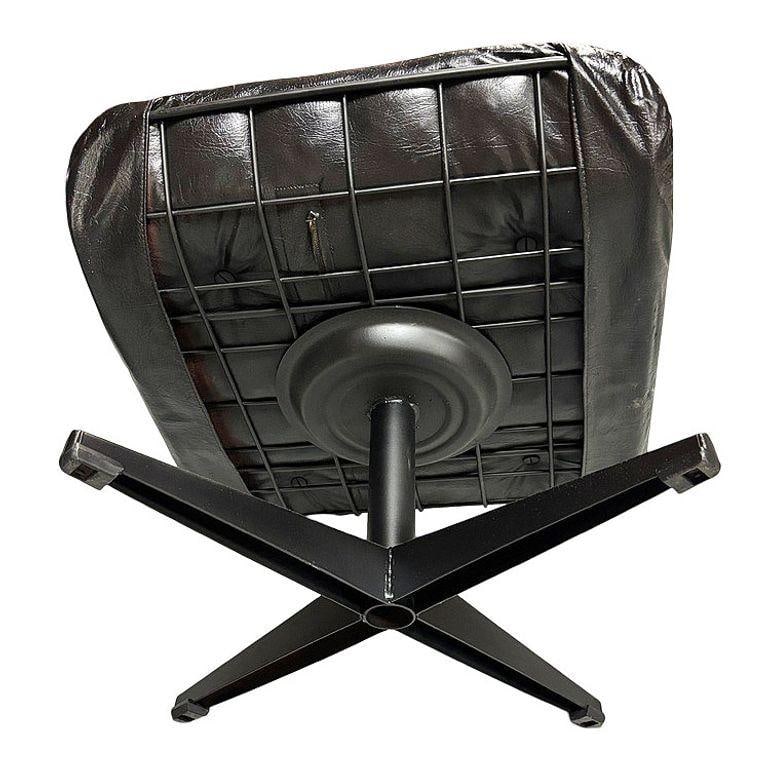 MCM Model 90 "Riviera" Swivel Spinger Iron Lounge Chair w/ Ottoman by Homecrest - 5