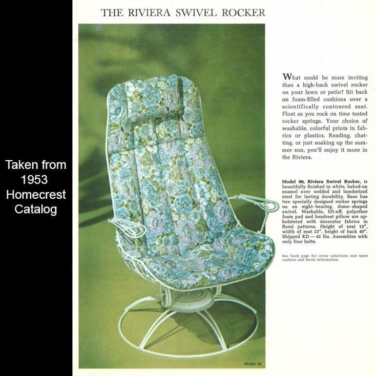 MCM Model 90 "Riviera" Swivel Spinger Iron Lounge Chair w/ Ottoman by Homecrest - 6