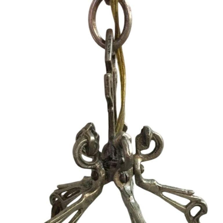 Art Deco Slat Glass Chandelier With Geometric Details - 11