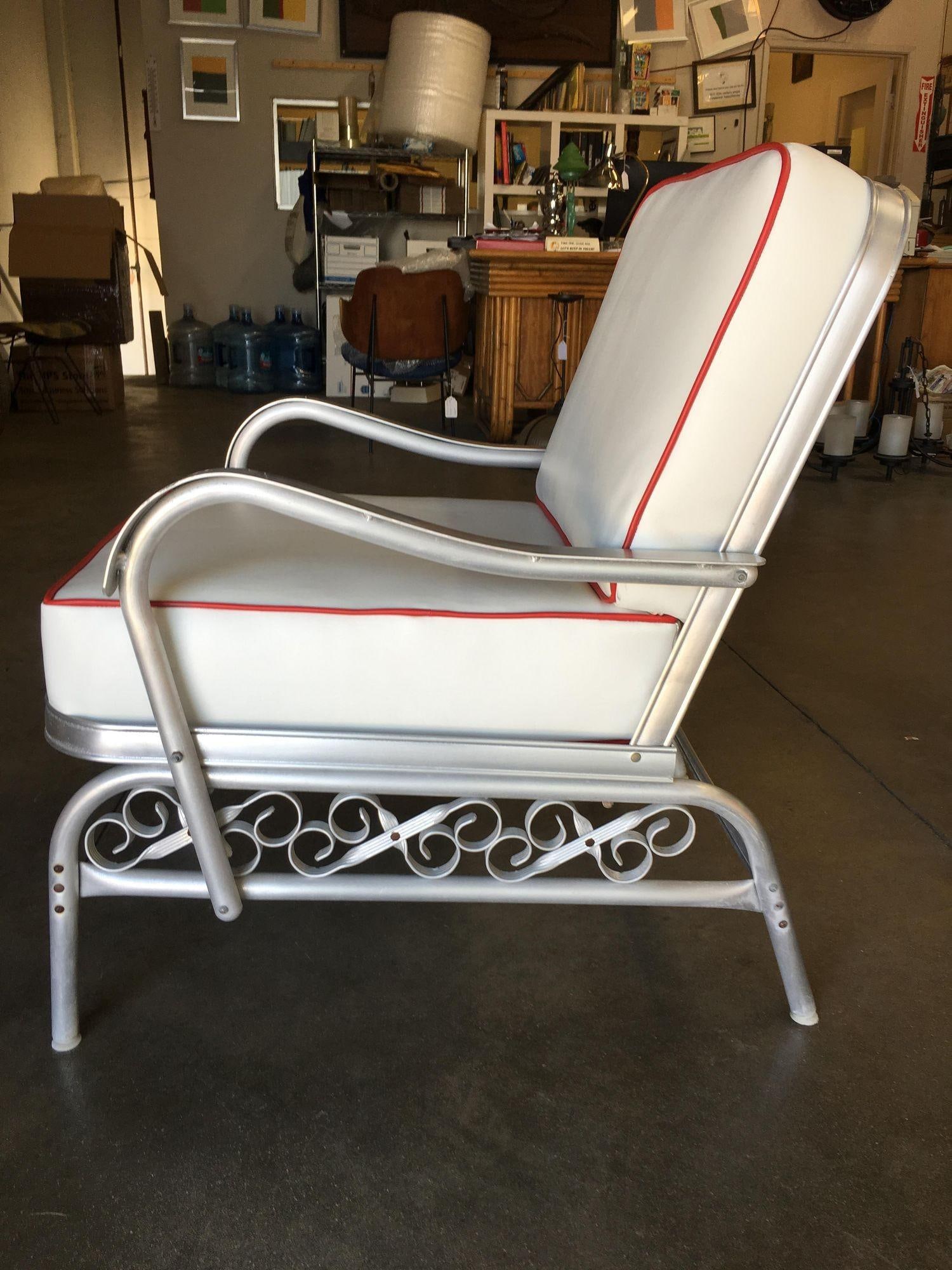 Aluminum Patio / Outdoor Lounge Chair with Scrolling Side, circa 1950 - 8