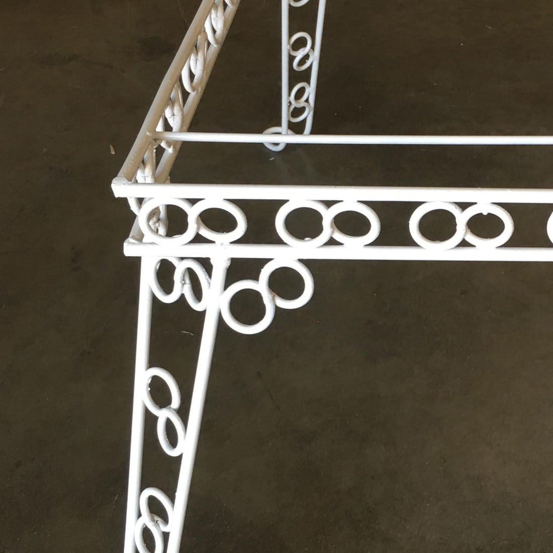 Custom 4 Person Outdoor "Circle 8" Iron Table with Glass Top - 5