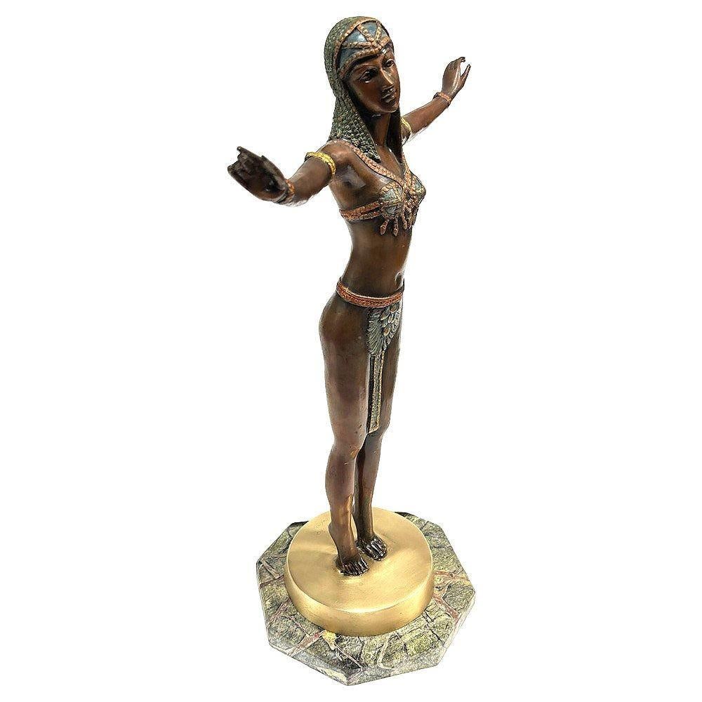 Art Deco Style Egyptian Belly Dancer Bronze Sculpture on Marble Base by Marius - 19