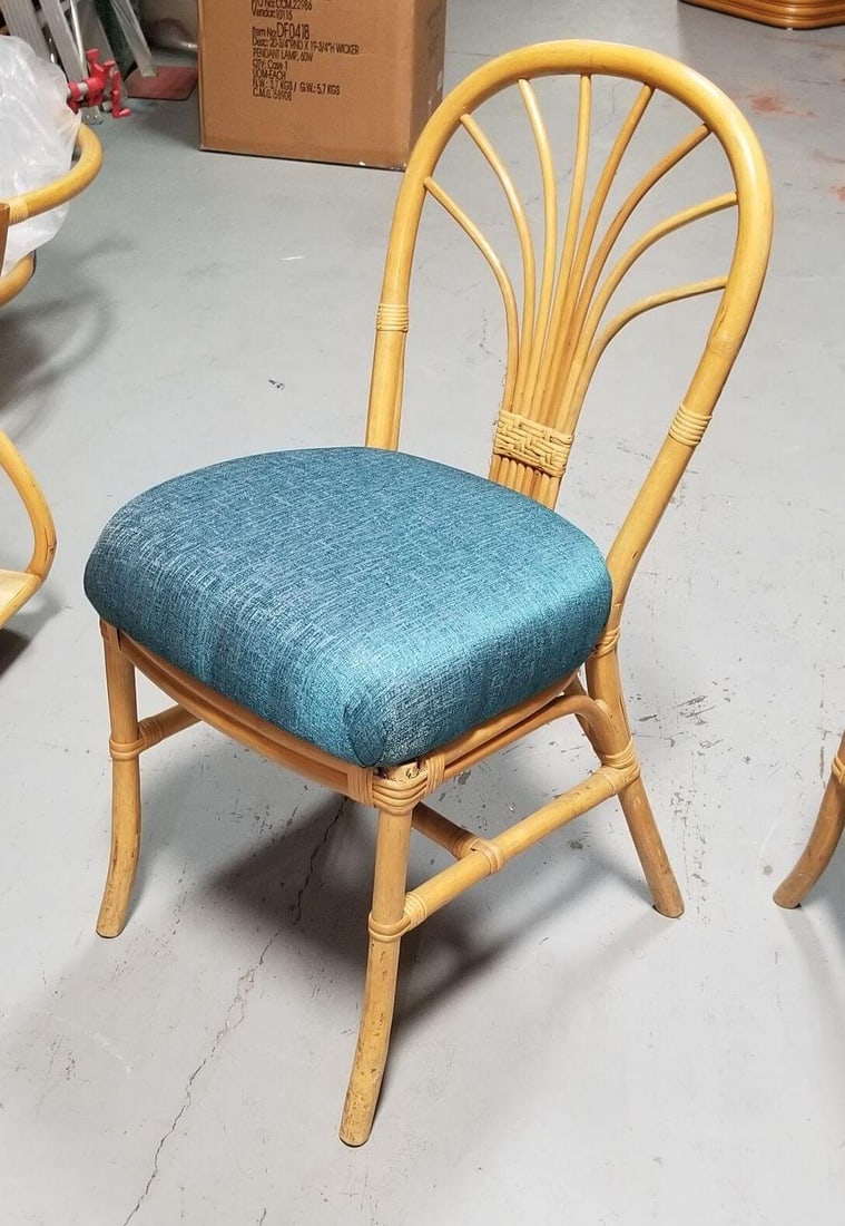 Restored Rattan Fan Back Dining Chairs, Pair - 4