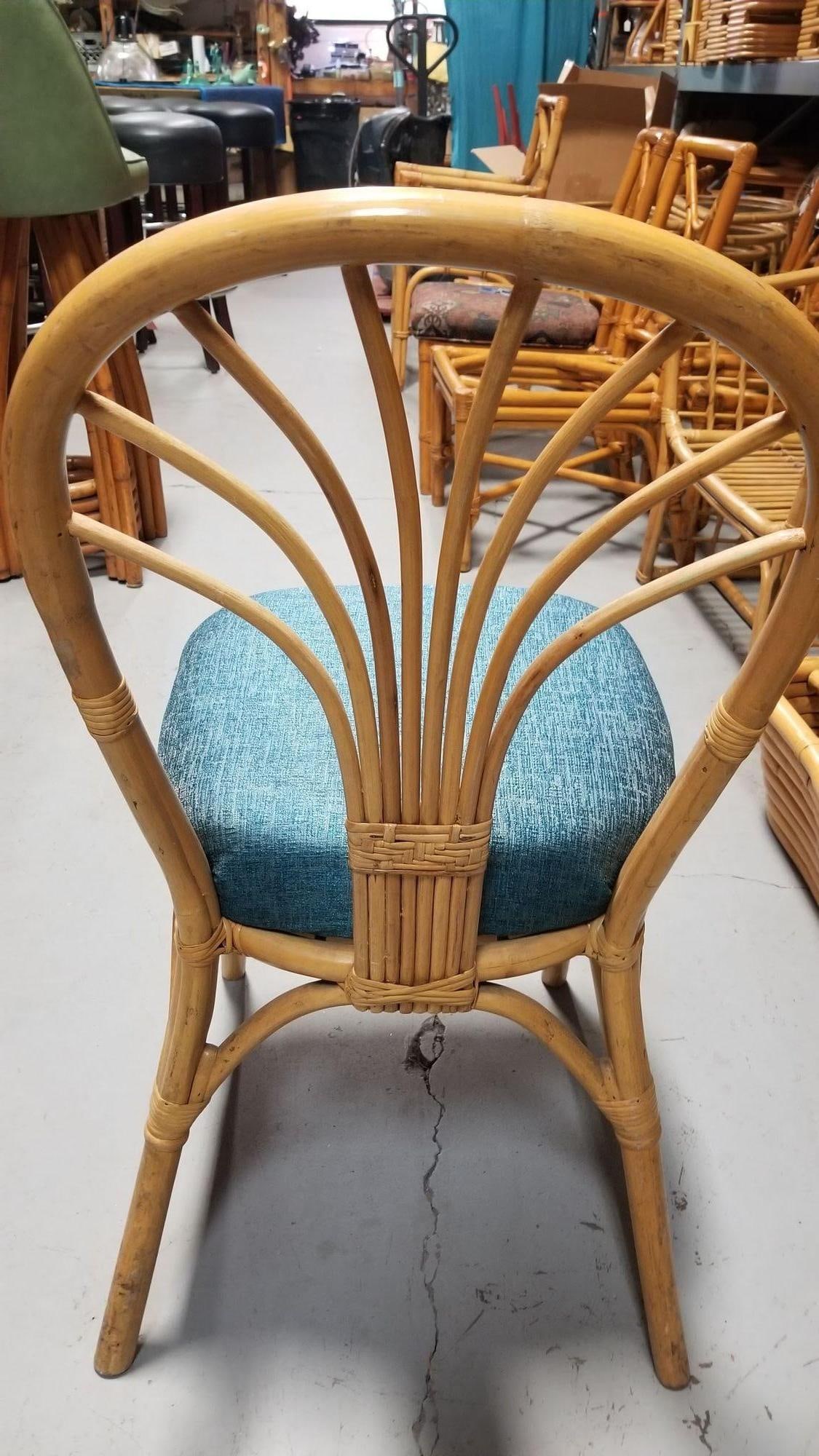 Restored Rattan Fan Back Dining Chairs, Pair - 6