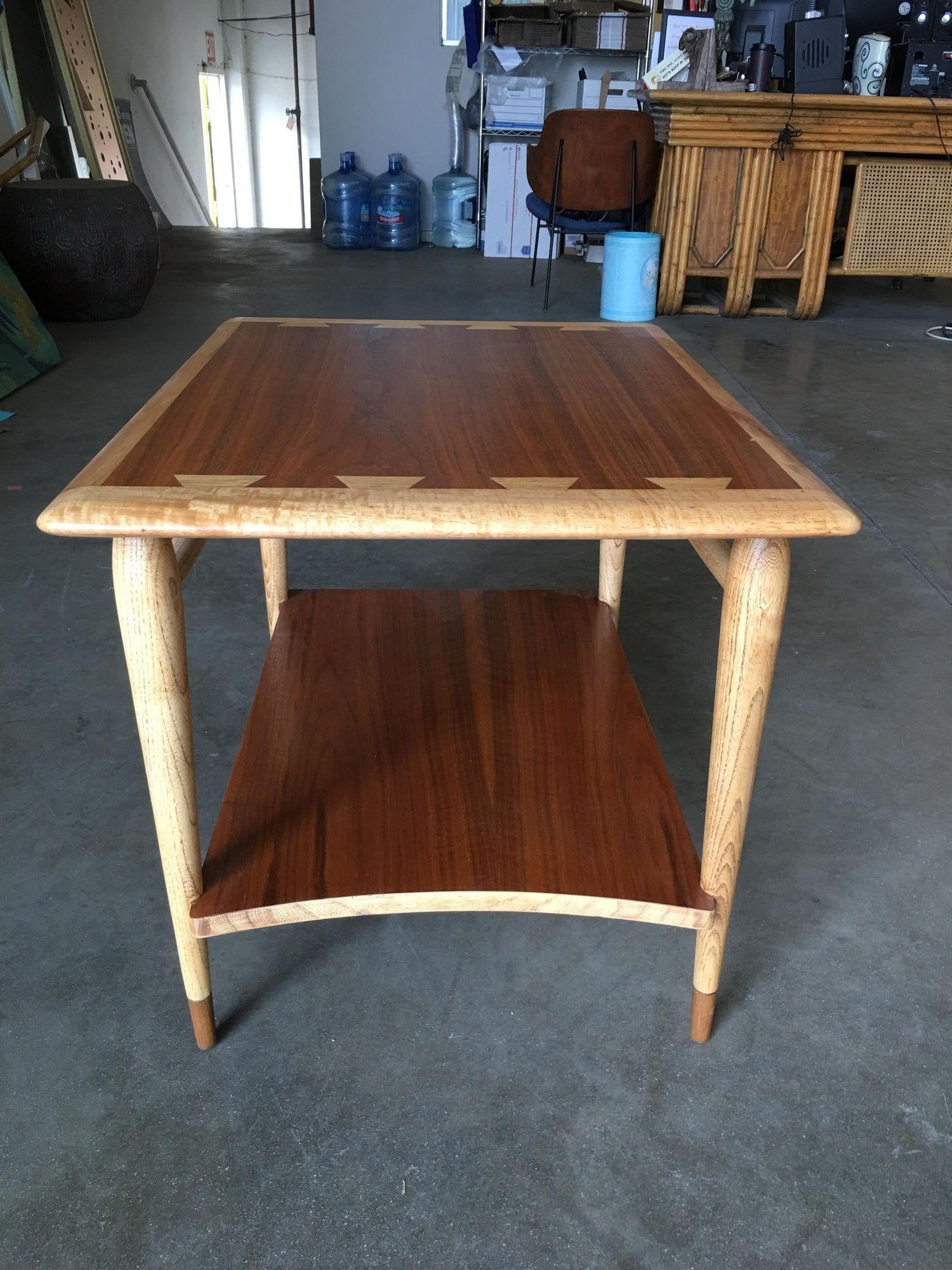 Lane Acclaim Walnut and Ash Inlay Side Table Designed by Andre Bus - 10
