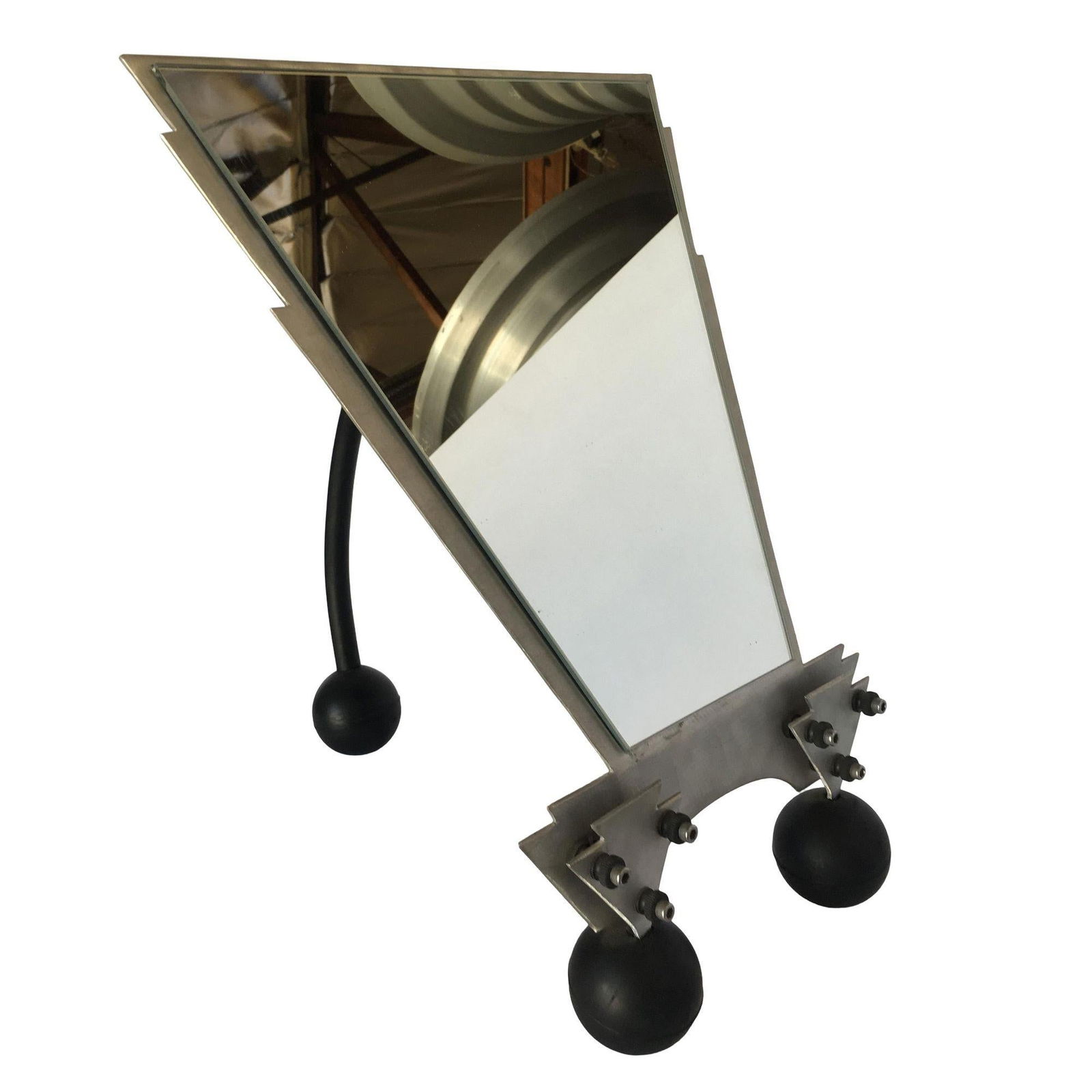 Custom Memphis Style Machined Metal Table Top Vanity Mirror - 2