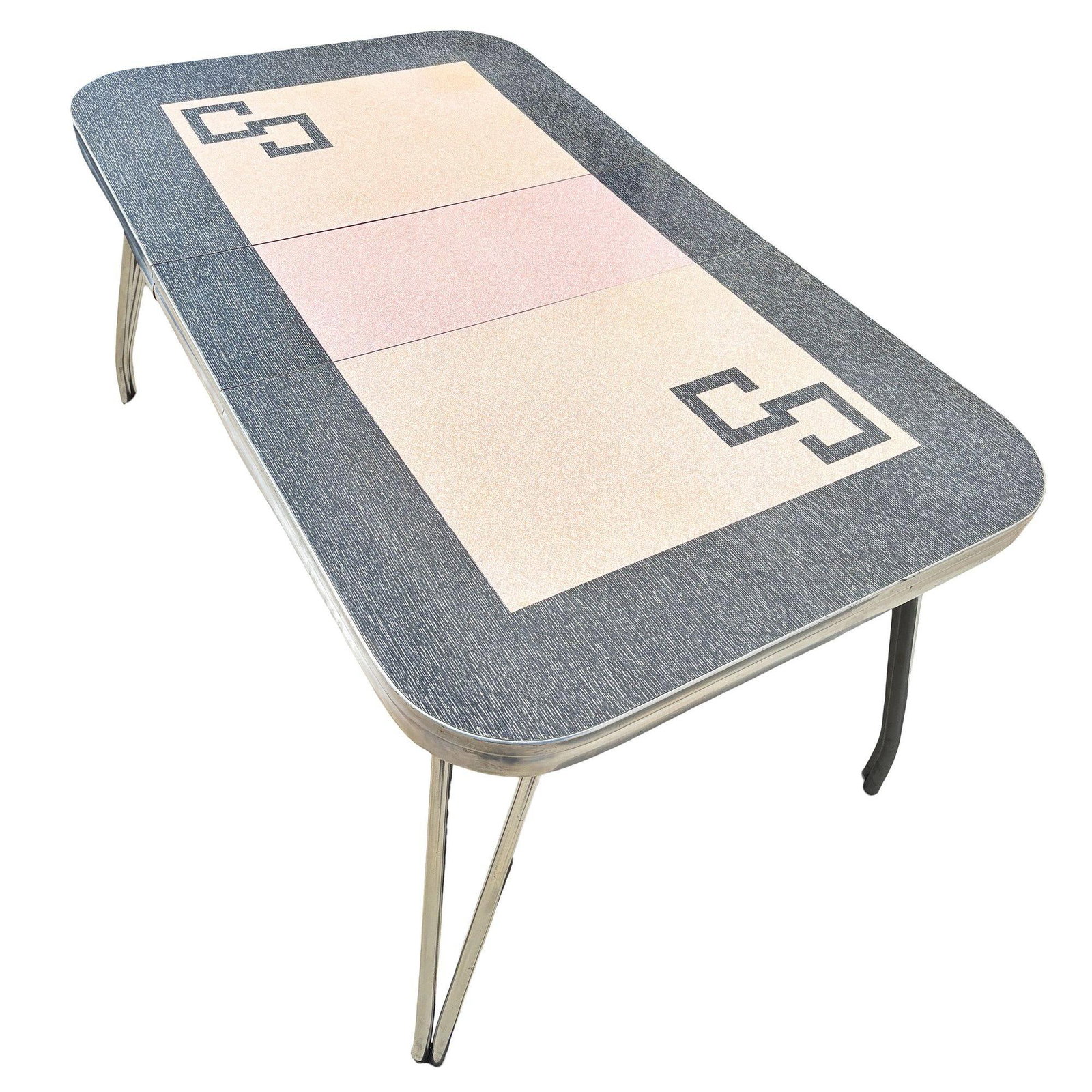 Mid-century Pink & Black Formica & Polished Chrome Kitchennette Dining Table - 20