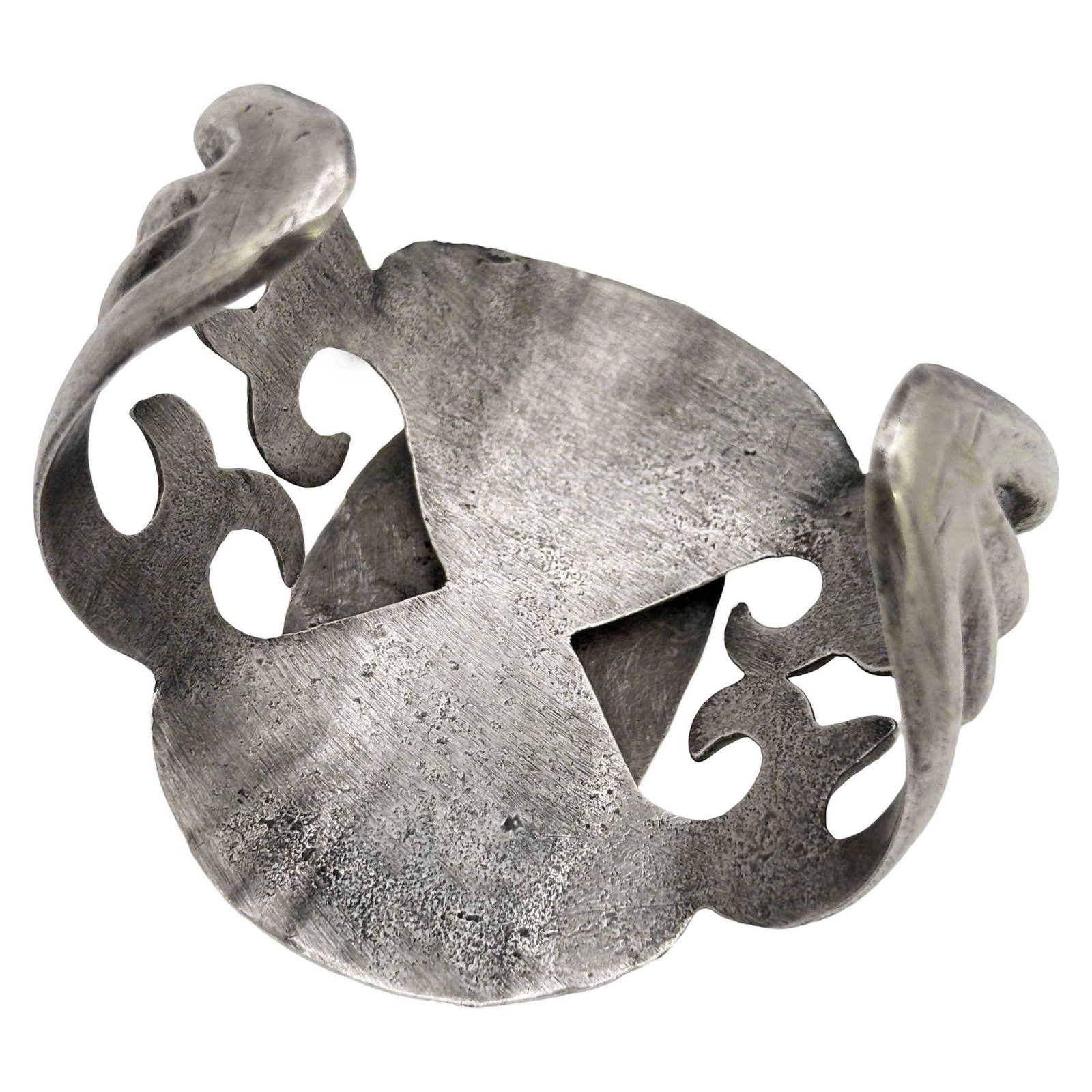 Mid-century Sterling Silver Navajo Cuff Bracelet w/ Bisbee Blue Turquoise Stone - 18