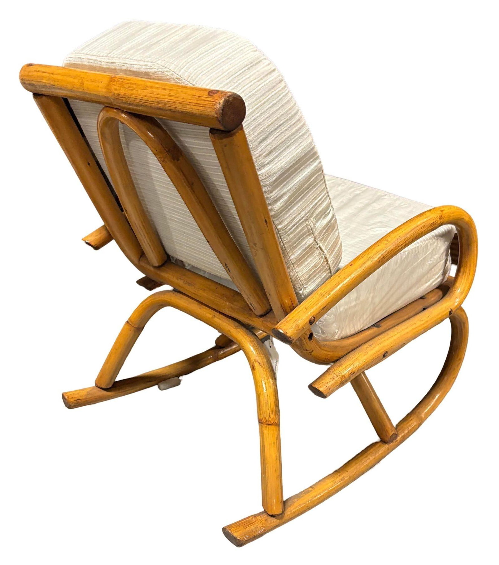 Restored Mid-century Frankl Style Child's Pole Rattan Bent Arm Rocking Chair - 5