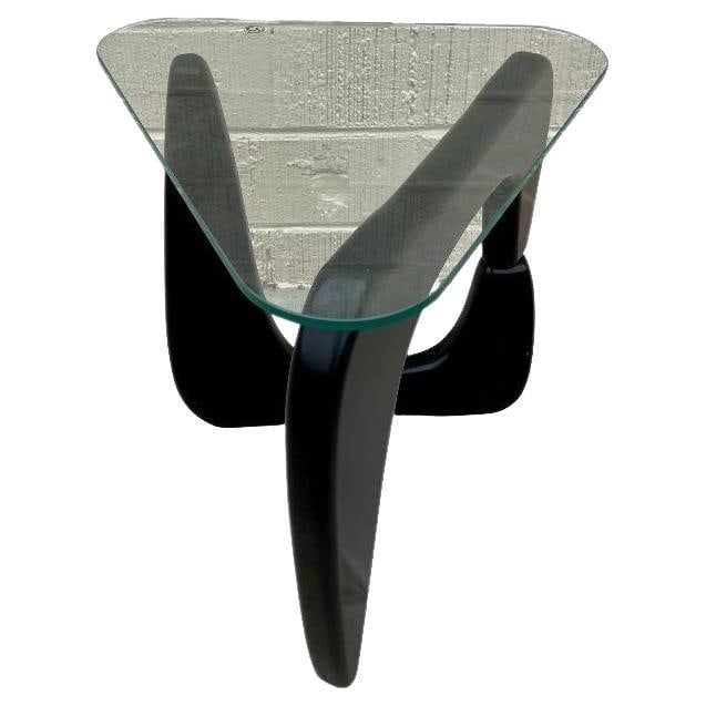 Noguchi Style Triangle Glass Top Narrow Side Table - 2