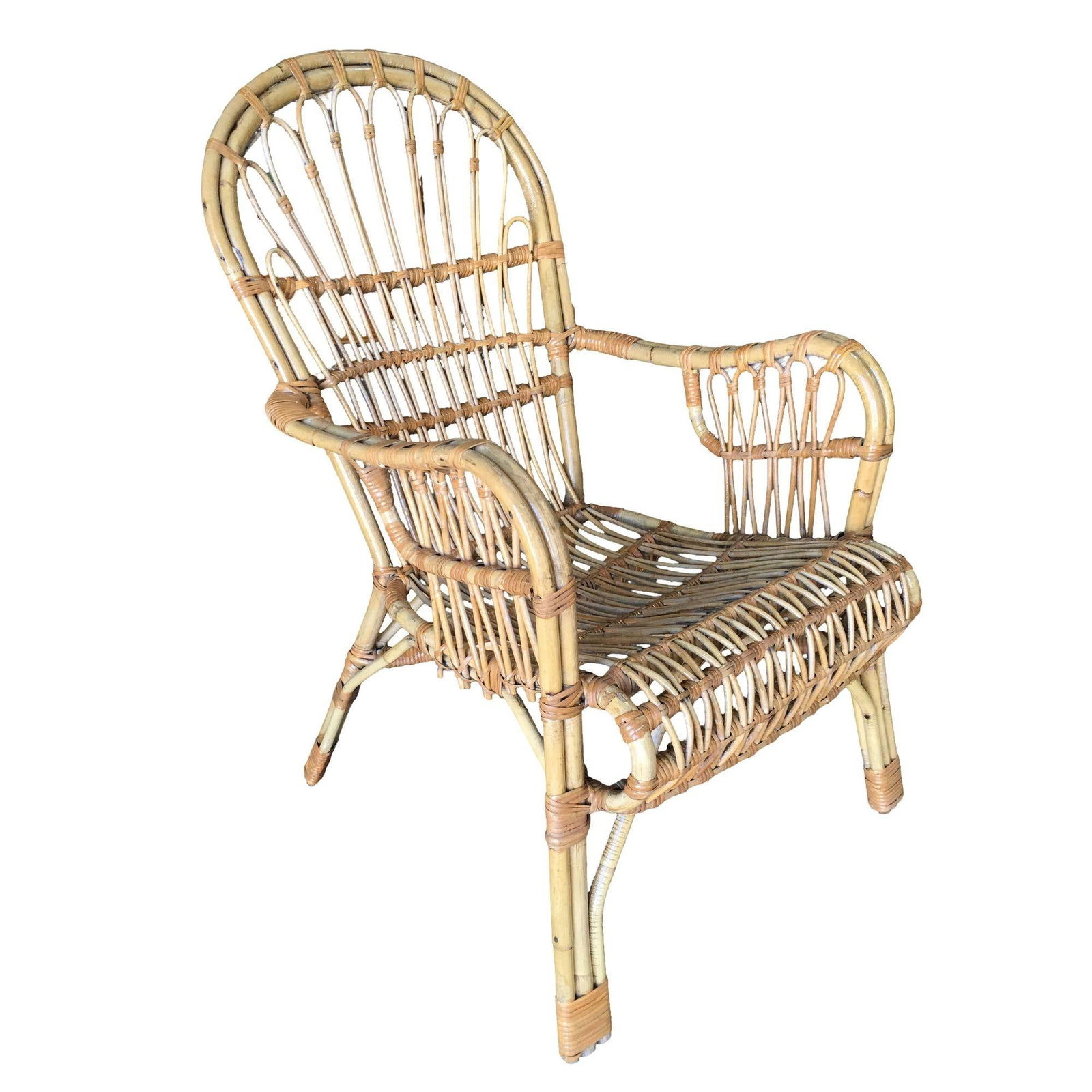 Restored Franco Albini Style Stick Reed Rattan Lounge Chair - 4
