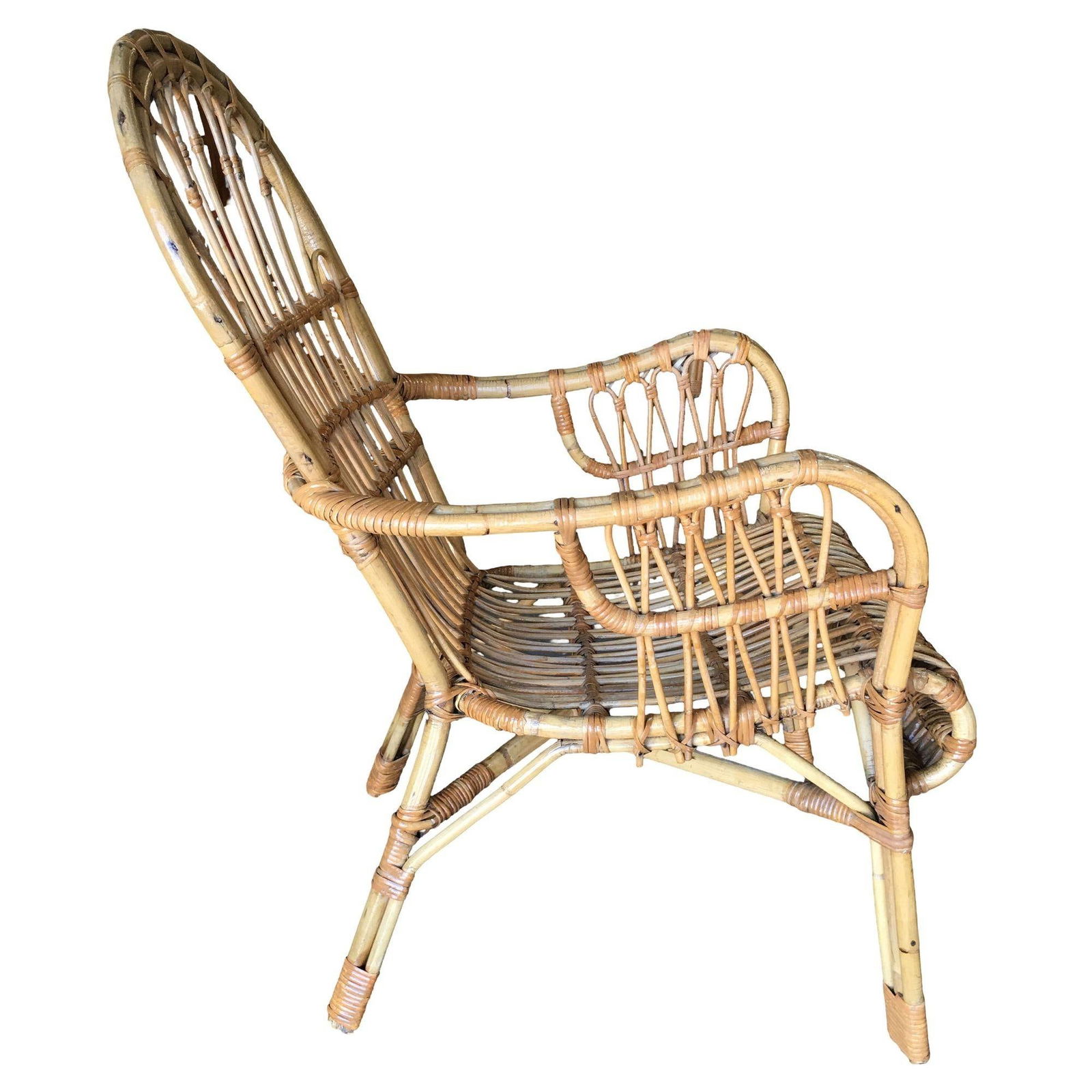 Restored Franco Albini Style Stick Reed Rattan Lounge Chair - 5