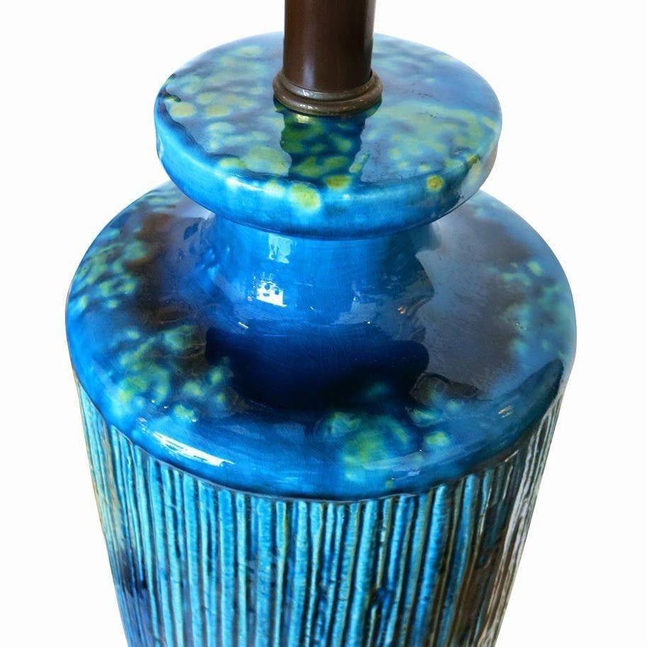 Large Aldo Londi Style Blue Rimini Art Pottery Lamp - 2