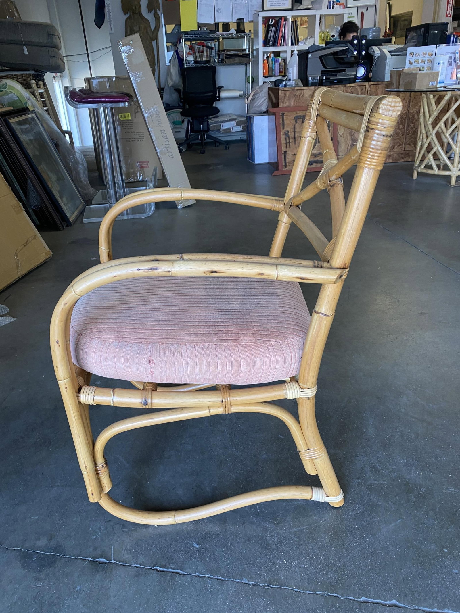 Rattan 2-Strand X-Back Lounge Chair with Streamline Speed Arms - 13