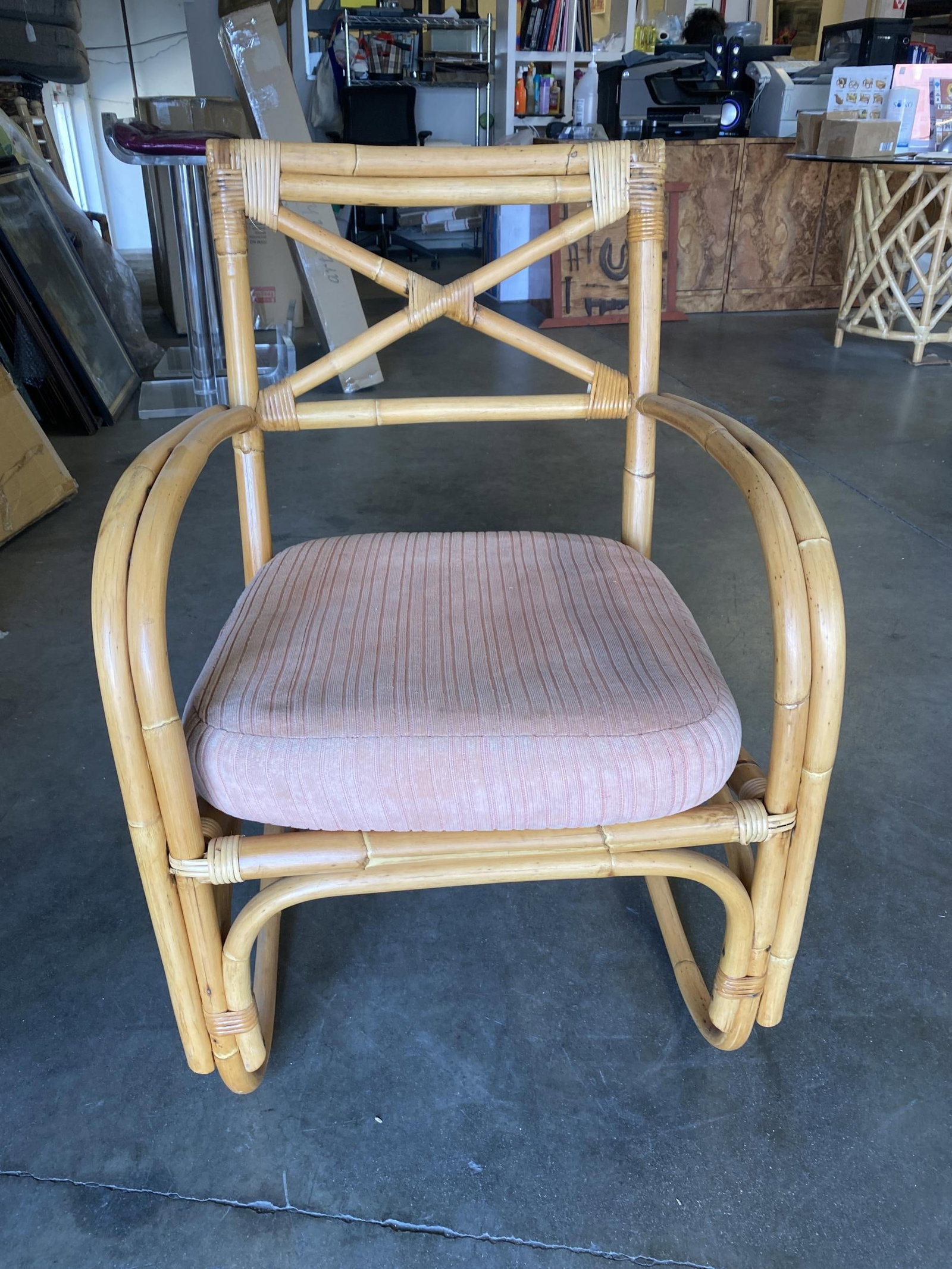 Rattan 2-Strand X-Back Lounge Chair with Streamline Speed Arms - 4