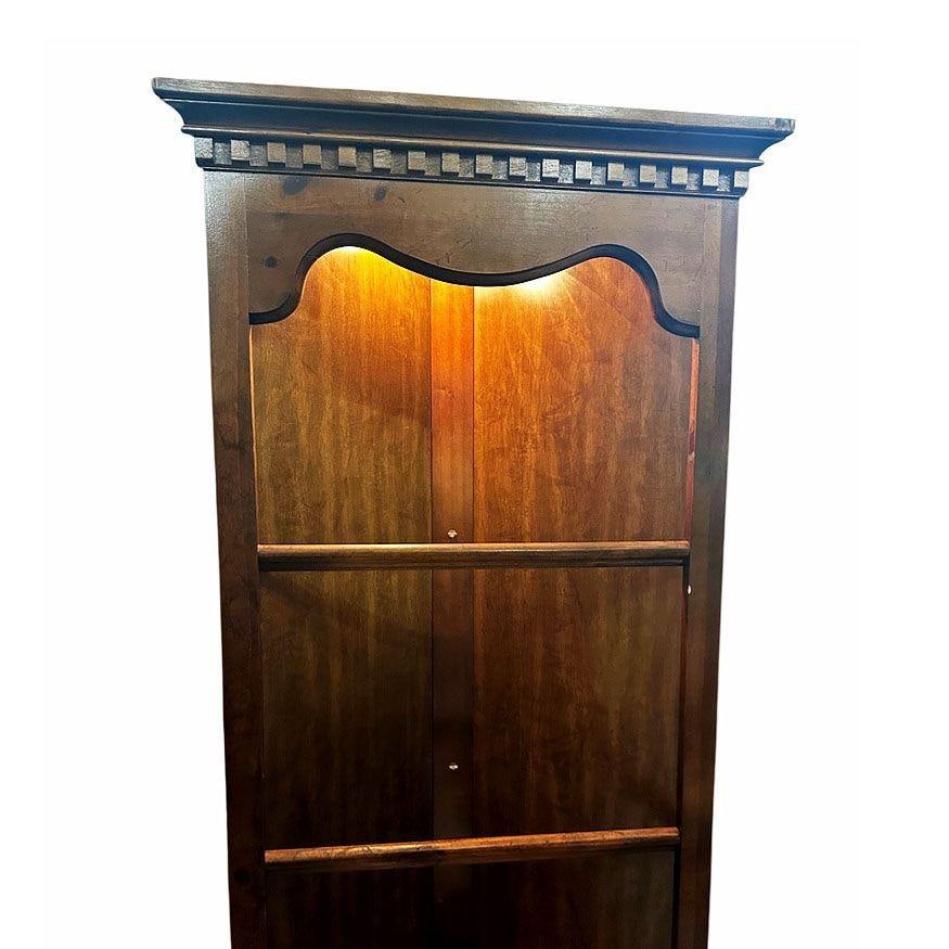 Colonial Style 4 Tier Oak Cupboard Corner Display Cabinet w/ Light - 4