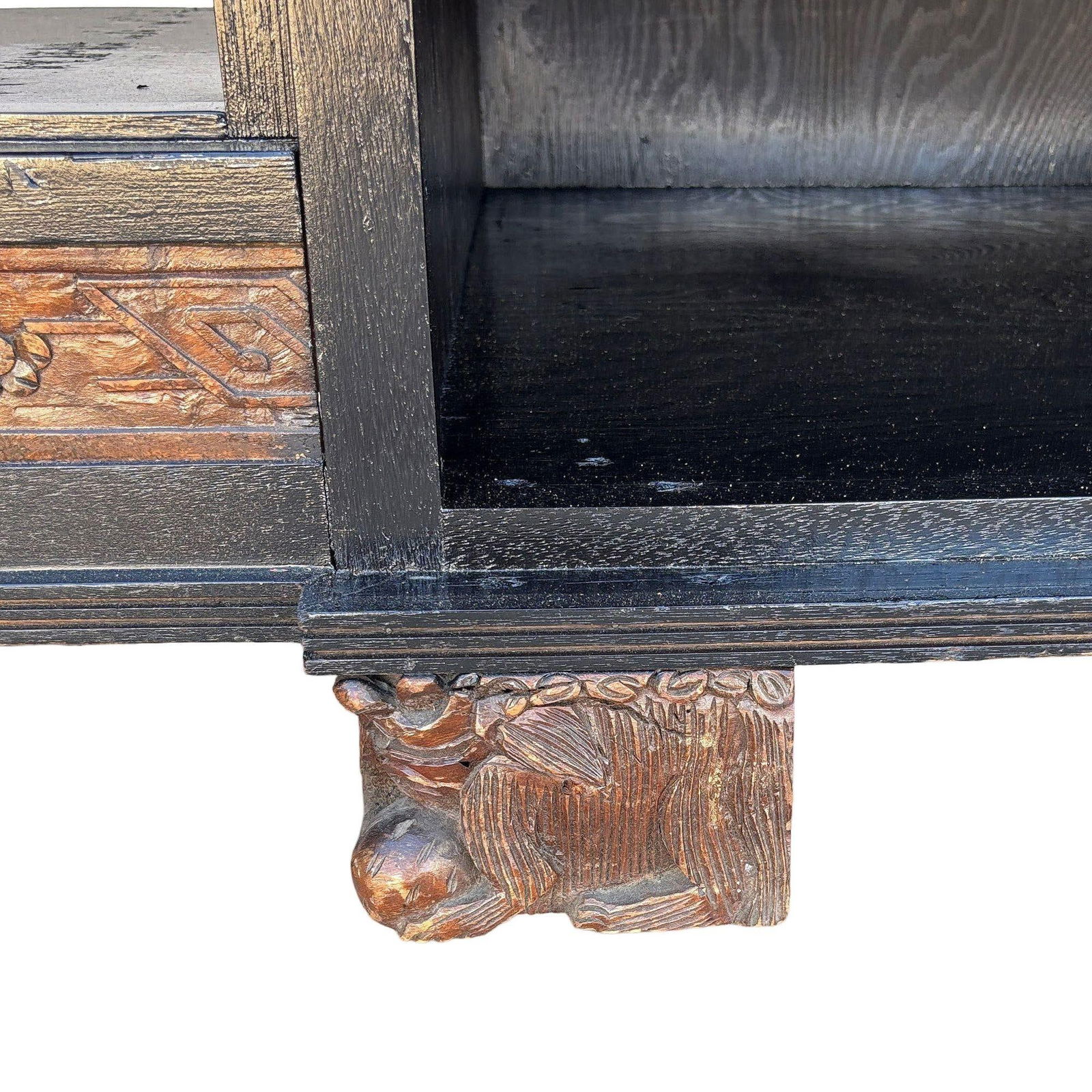 Mid-century James Mont Style Carved Media Credenza Stereo Cabinet - 2