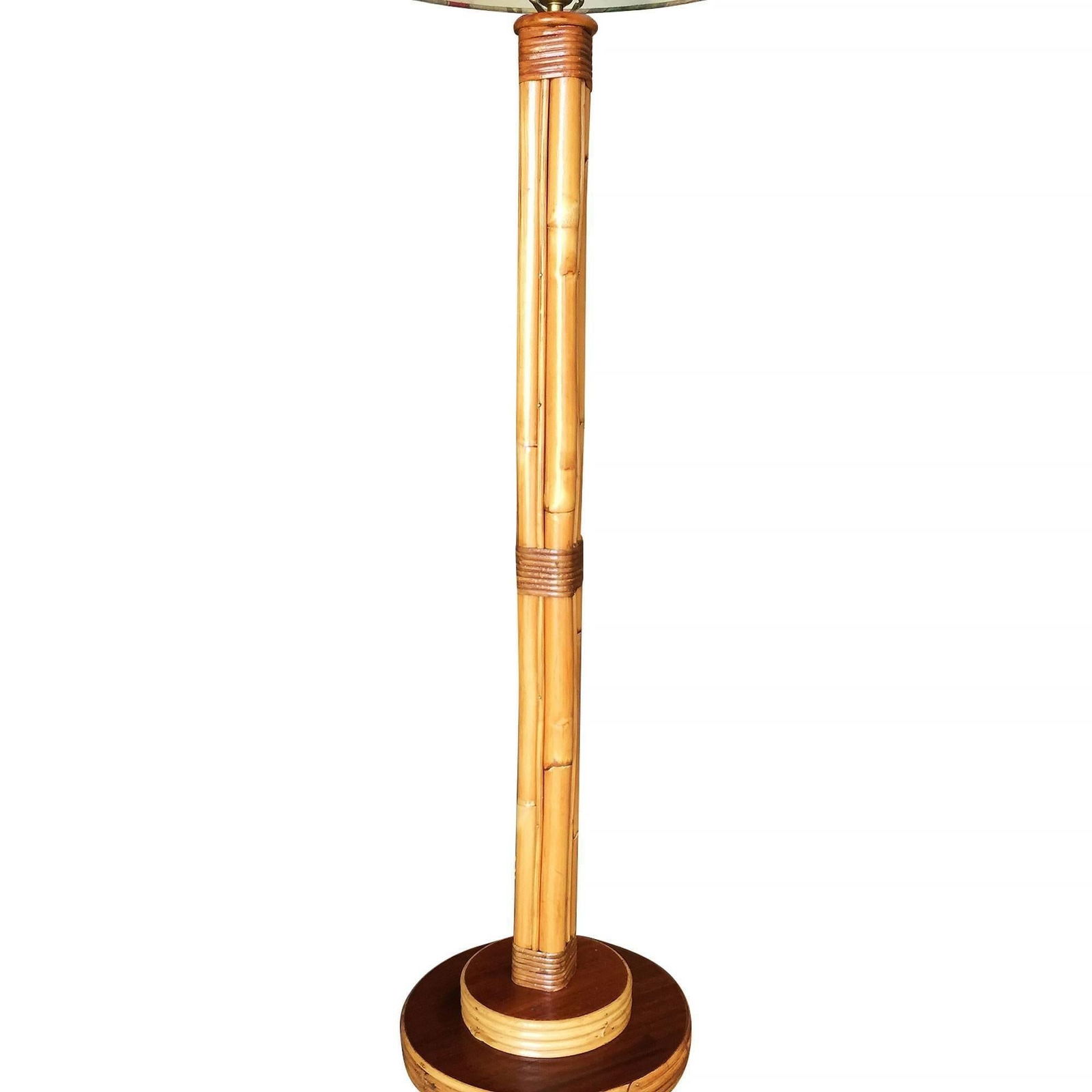 Restored Rattan & Mahogany Pole Floor Lamp - 17