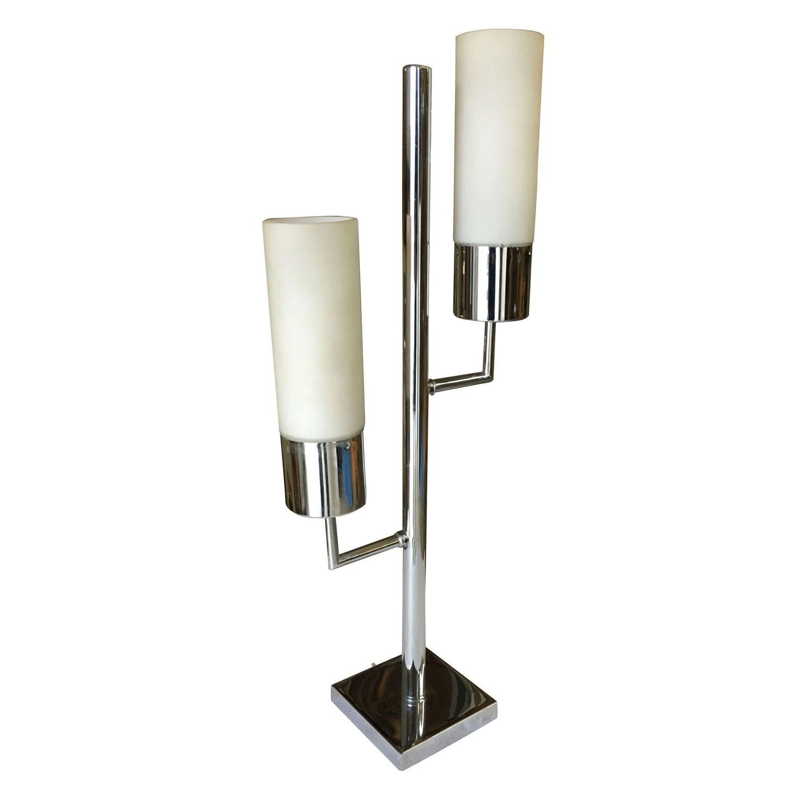 Modernist Twin Cylinder Chrome Table Lamp - 16