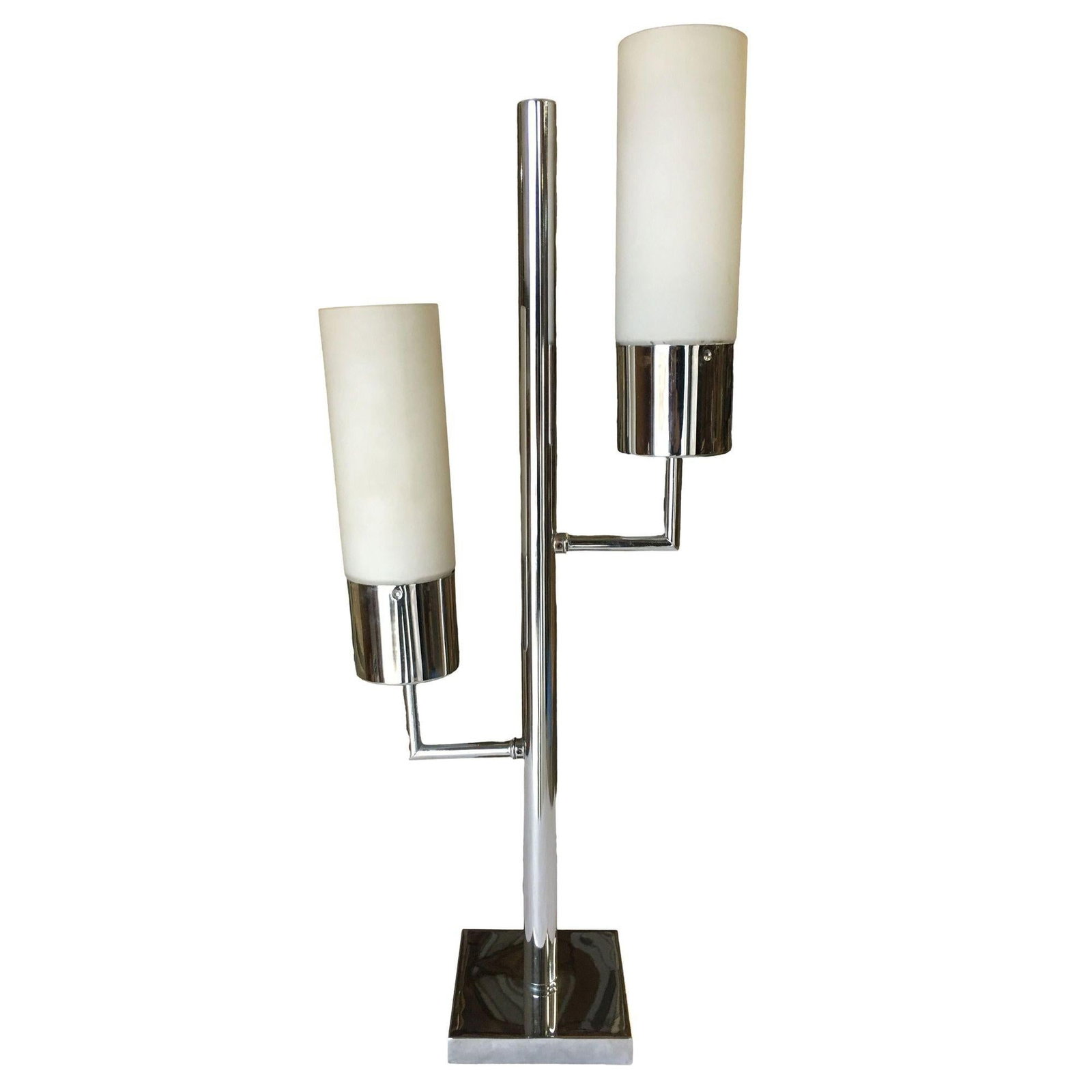 Modernist Twin Cylinder Chrome Table Lamp - 19