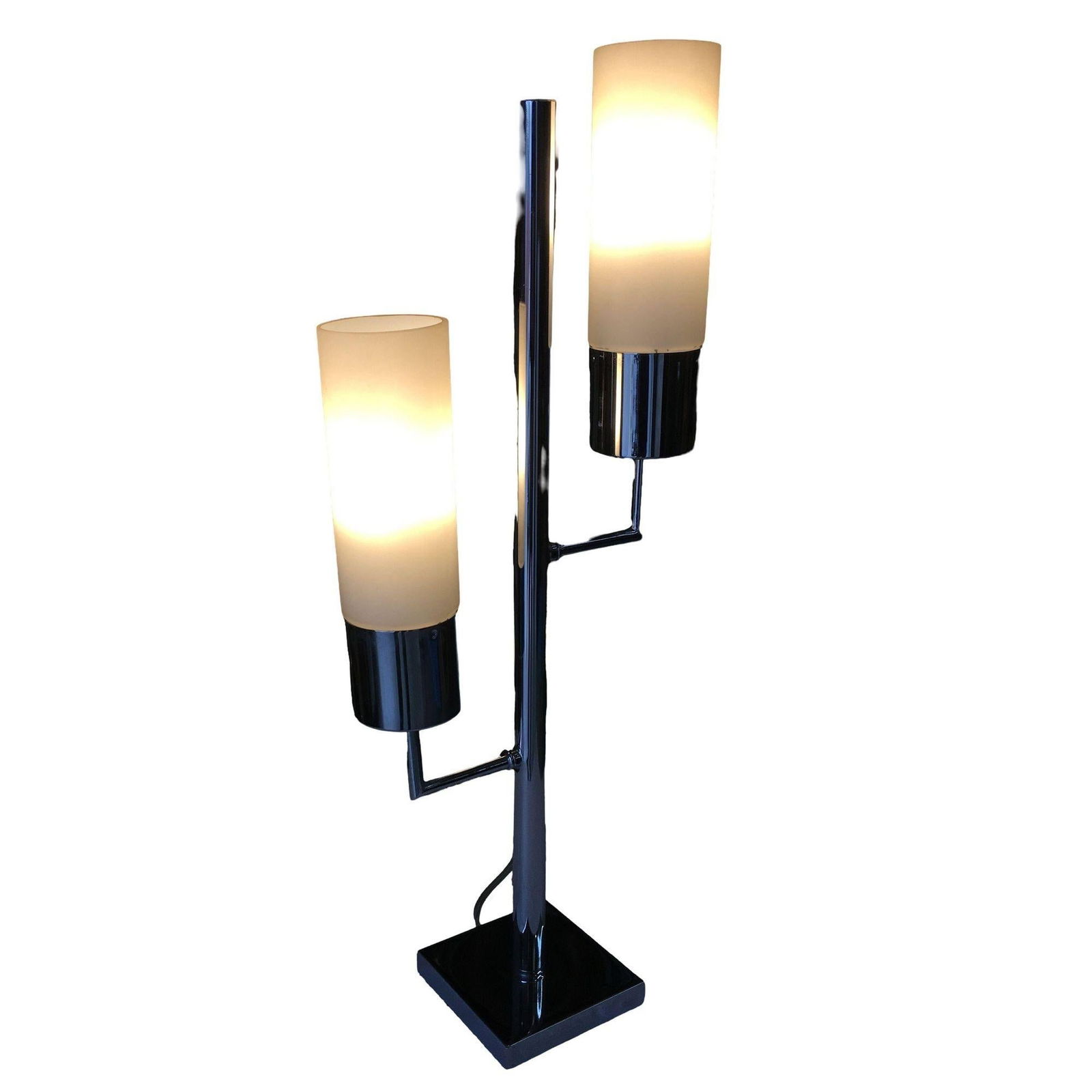 Modernist Twin Cylinder Chrome Table Lamp - 9