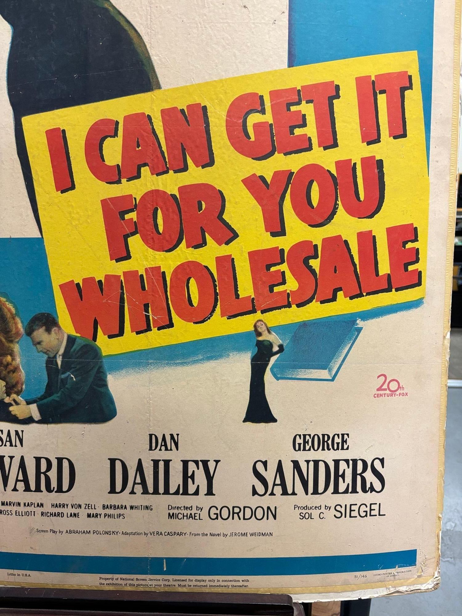Original 1951 This Is My Affair, "I Can Get It For You Wholesale" Film Poster - 12