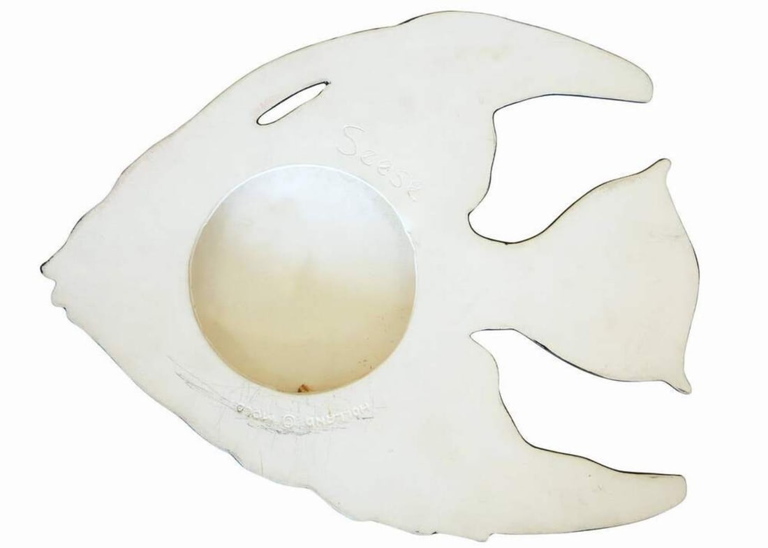 Mid-century Ceramic Black & Gold Plaster Aquatic Angelfish Wall Art, Set of 4 - 18