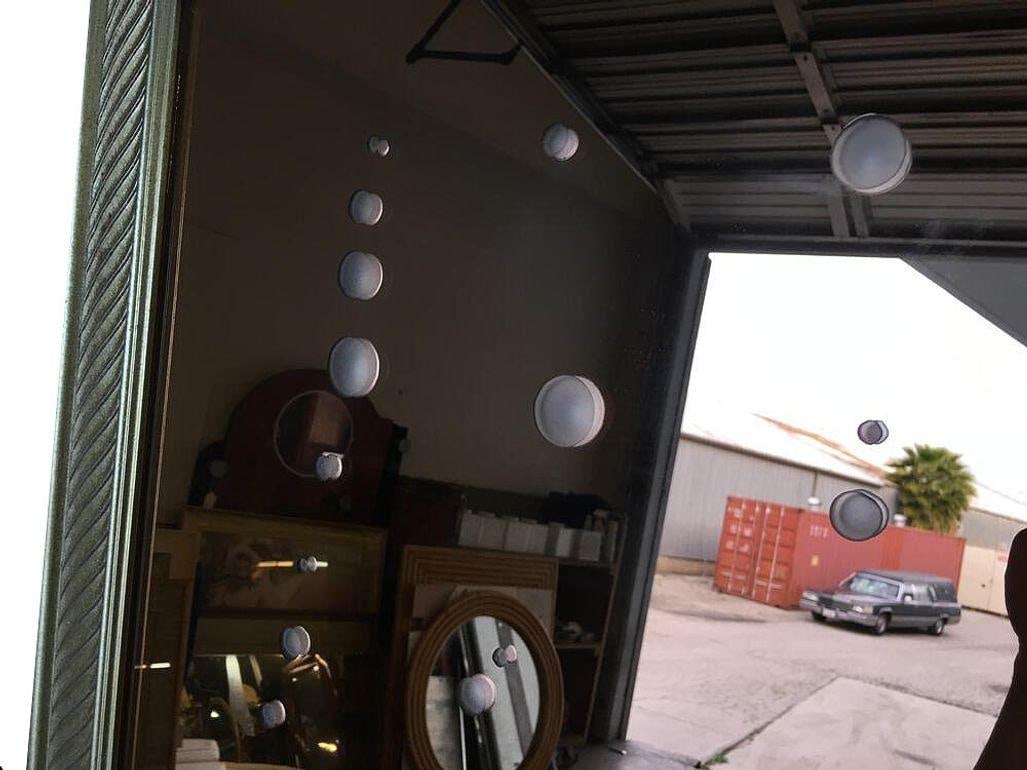 Mid-century Venetian Peach Glass "Bubbles" Floor Mirror w/ Spiral Pattern Frame - 5