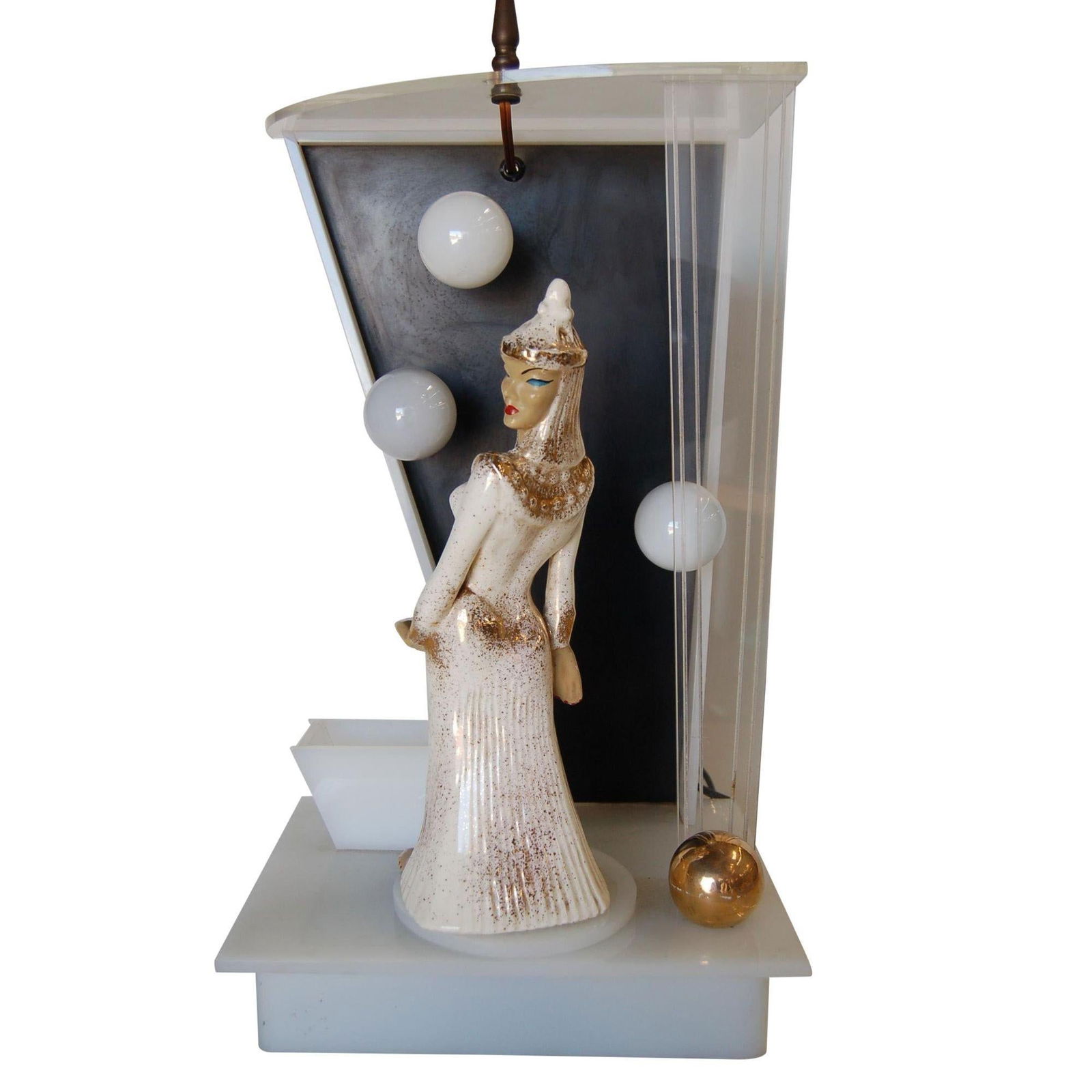 Lucite Table Lamp by Moss Lighting with Ceramic Figurine by Hedi Schoop - 19