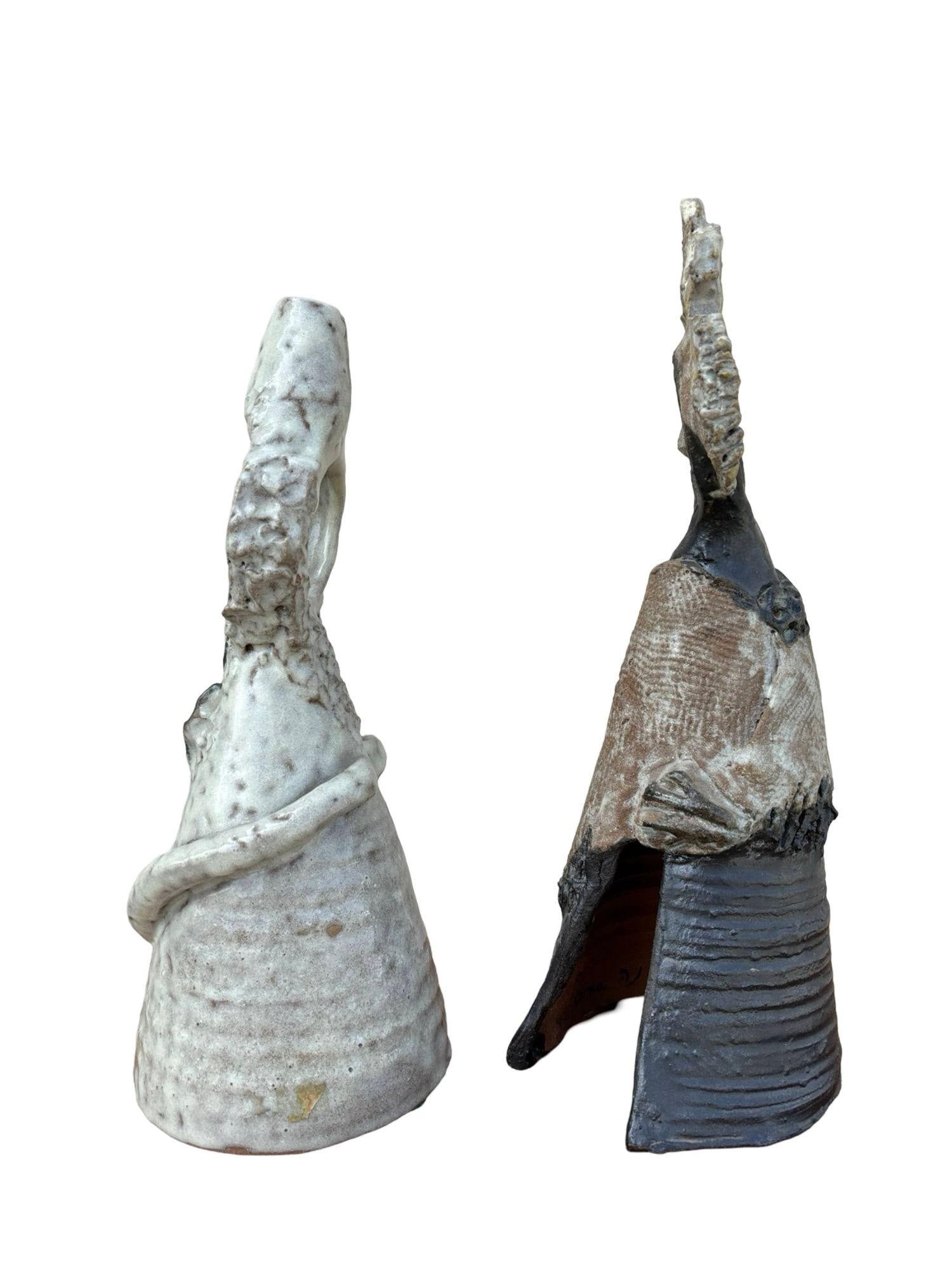 Terracota Glazed Anthropomorphic Sculpture Male and Female signed by Artist - 10