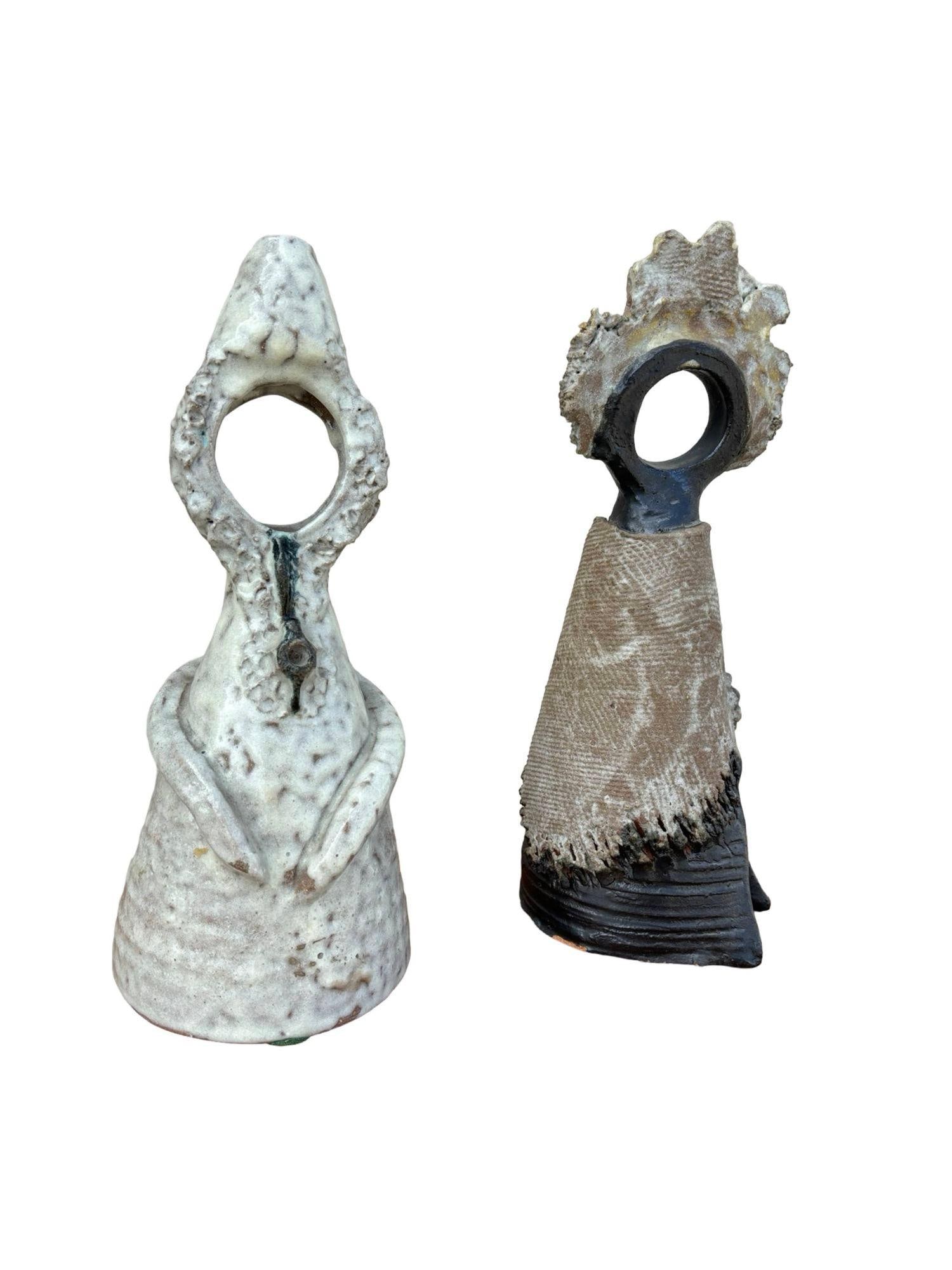 Terracota Glazed Anthropomorphic Sculpture Male and Female signed by Artist - 11