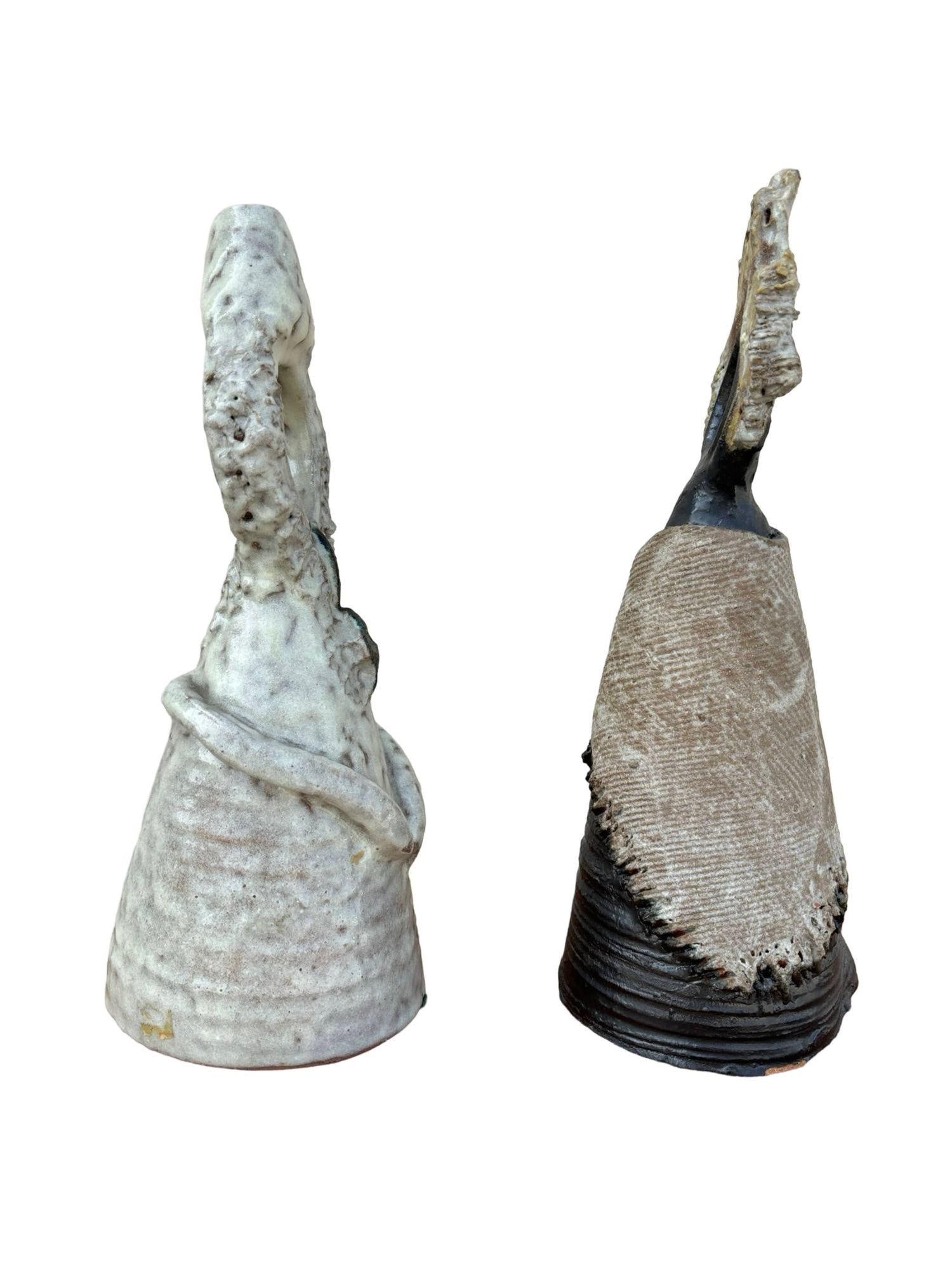 Terracota Glazed Anthropomorphic Sculpture Male and Female signed by Artist - 14