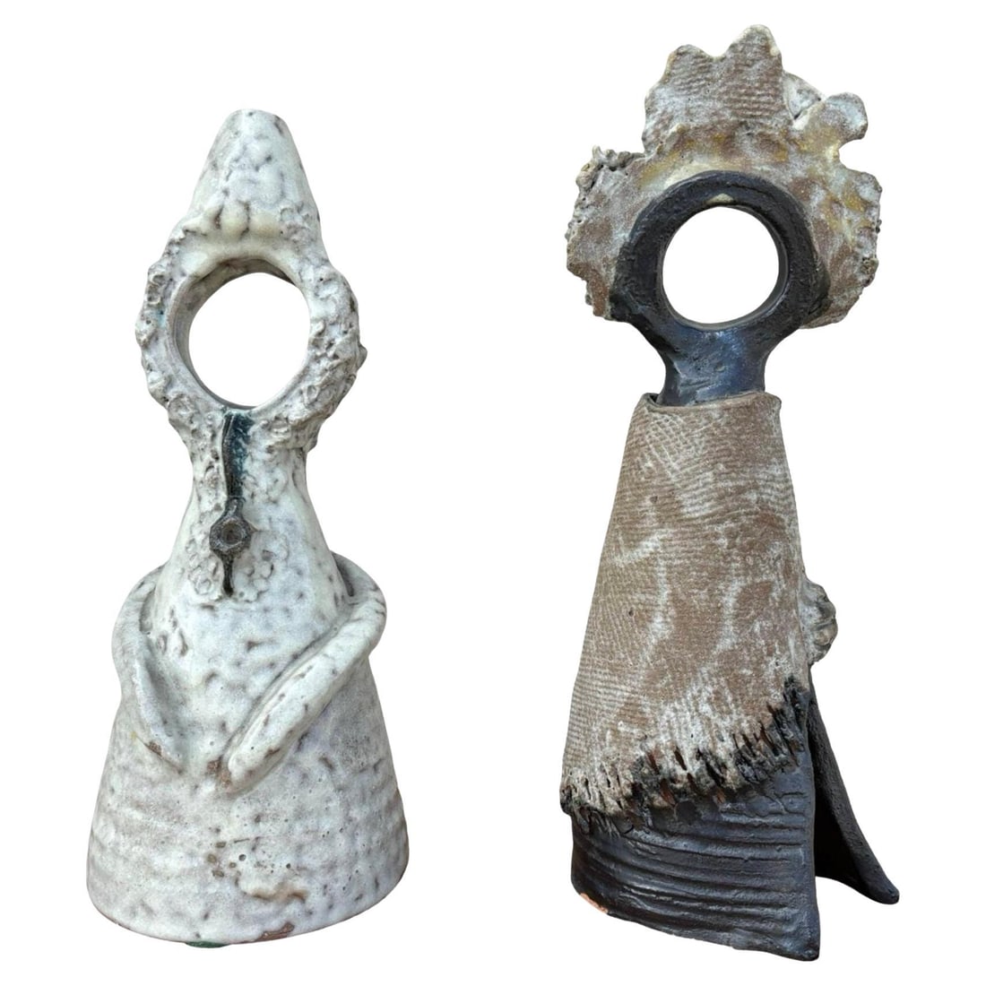 Terracota Glazed Anthropomorphic Sculpture Male and Female signed by Artist - 7