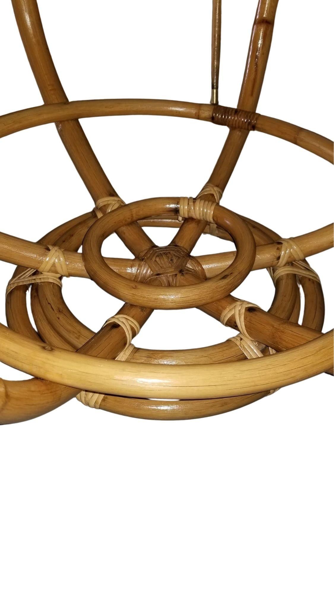 Restored Rattan Round Accent Coffee Table, Unique Size - 3